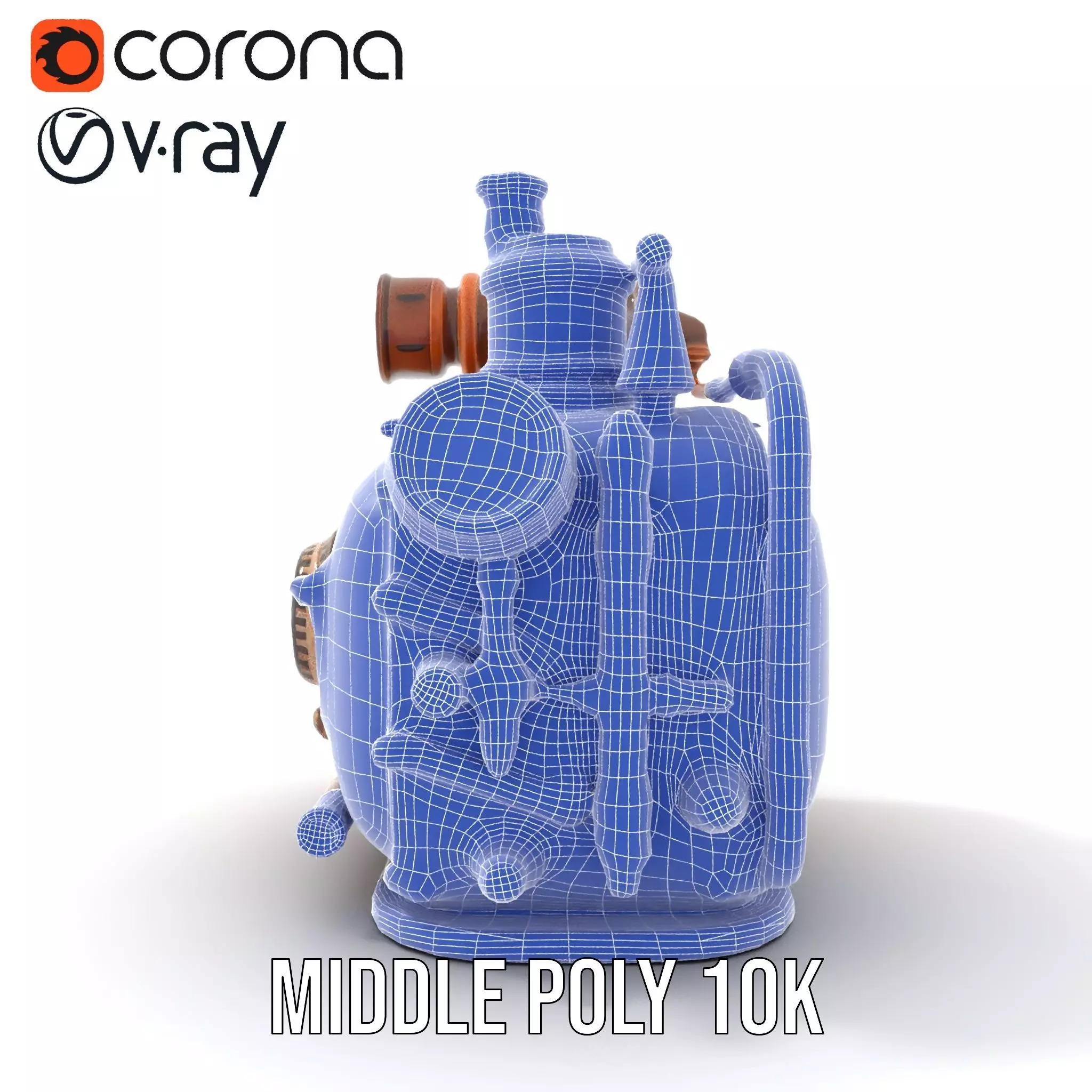 Steampunk Boiler Model Pack with Intricate Details Low-poly 3D model_26