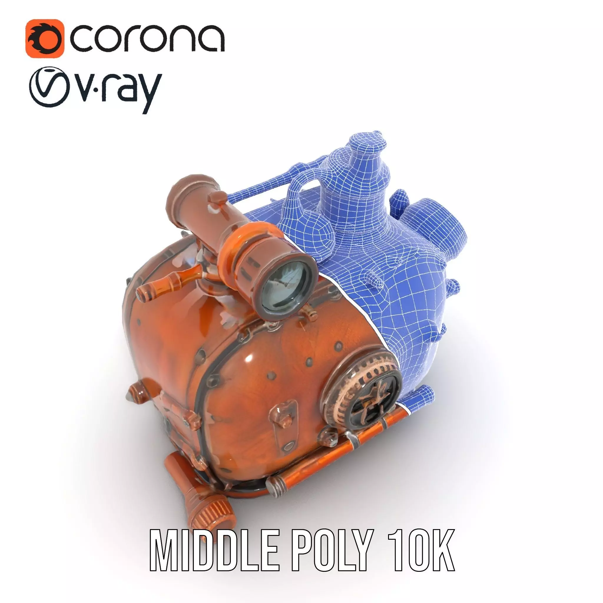 Steampunk Boiler Model Pack with Intricate Details Low-poly 3D model_24