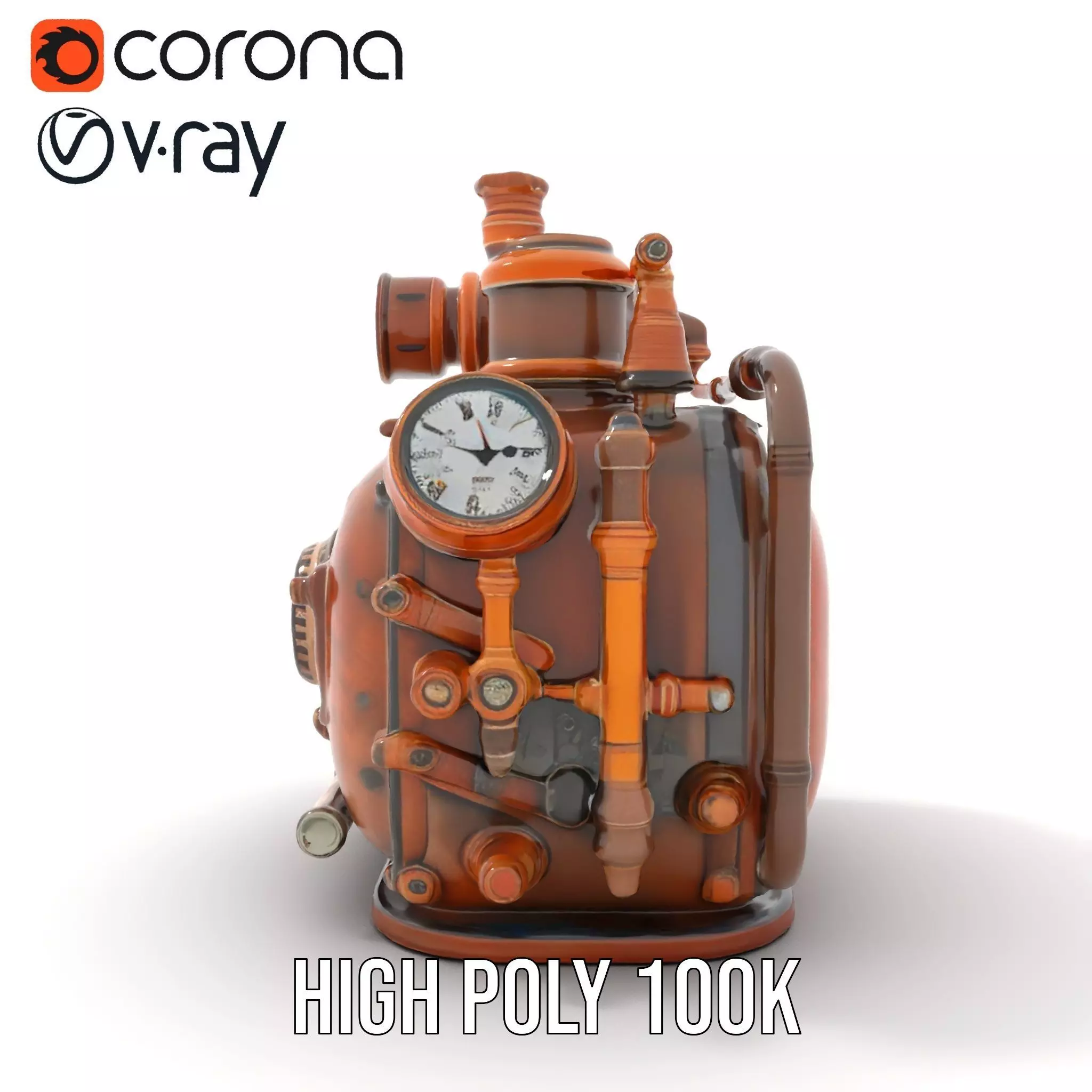 Steampunk Boiler Model Pack with Intricate Details Low-poly 3D model_32
