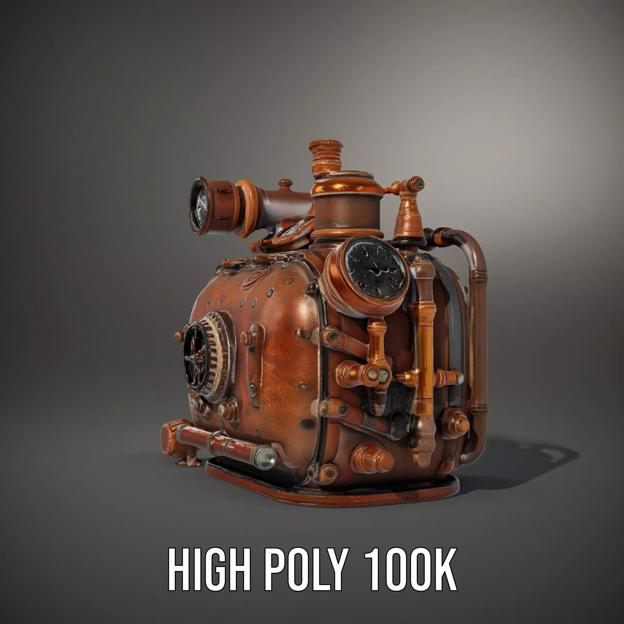 Steampunk Boiler Model Pack with Intricate Details Low-poly 3D model_8