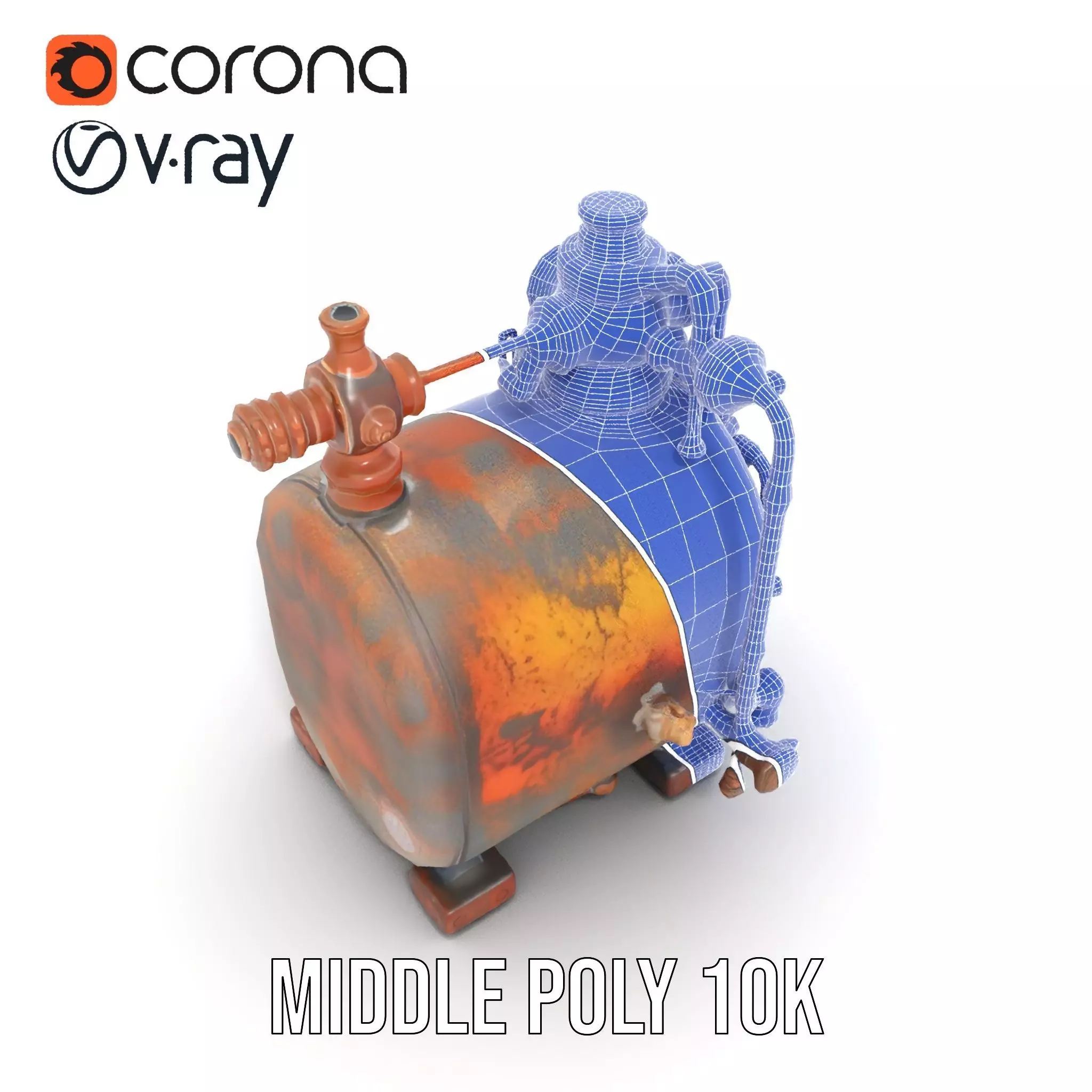 Steampunk Industrial Boiler Model Pack Low-poly 3D model_24