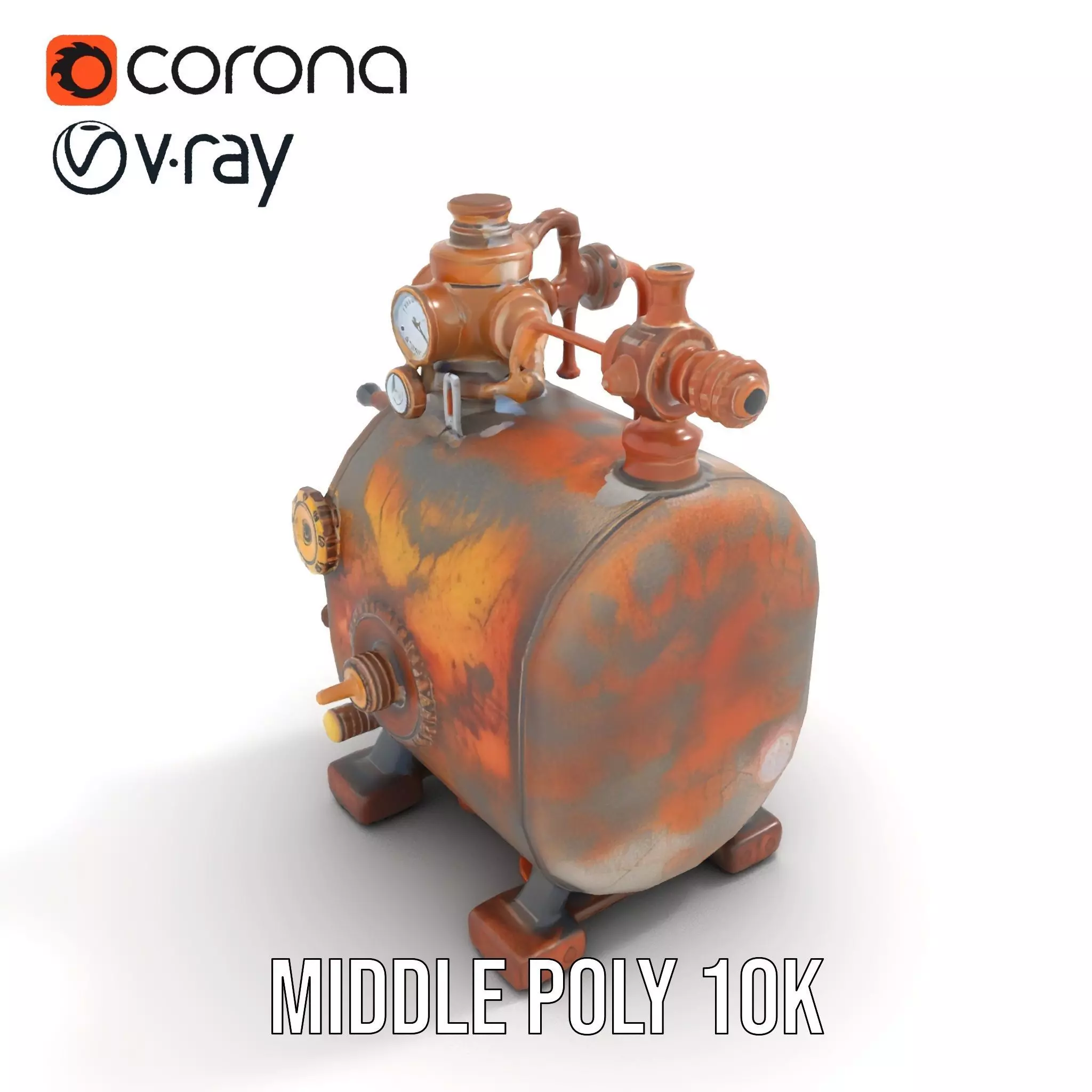 Steampunk Industrial Boiler Model Pack Low-poly 3D model_15