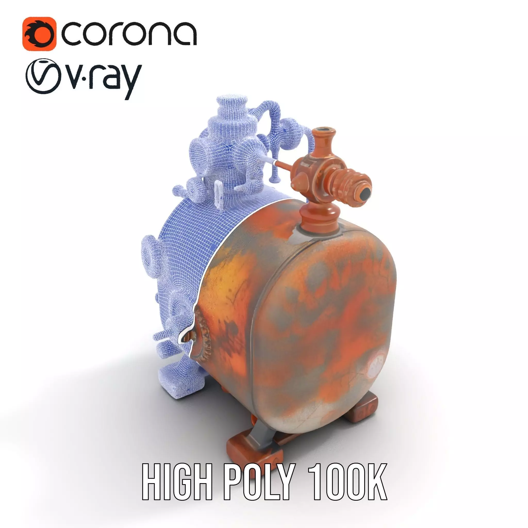 Steampunk Industrial Boiler Model Pack Low-poly 3D model_29