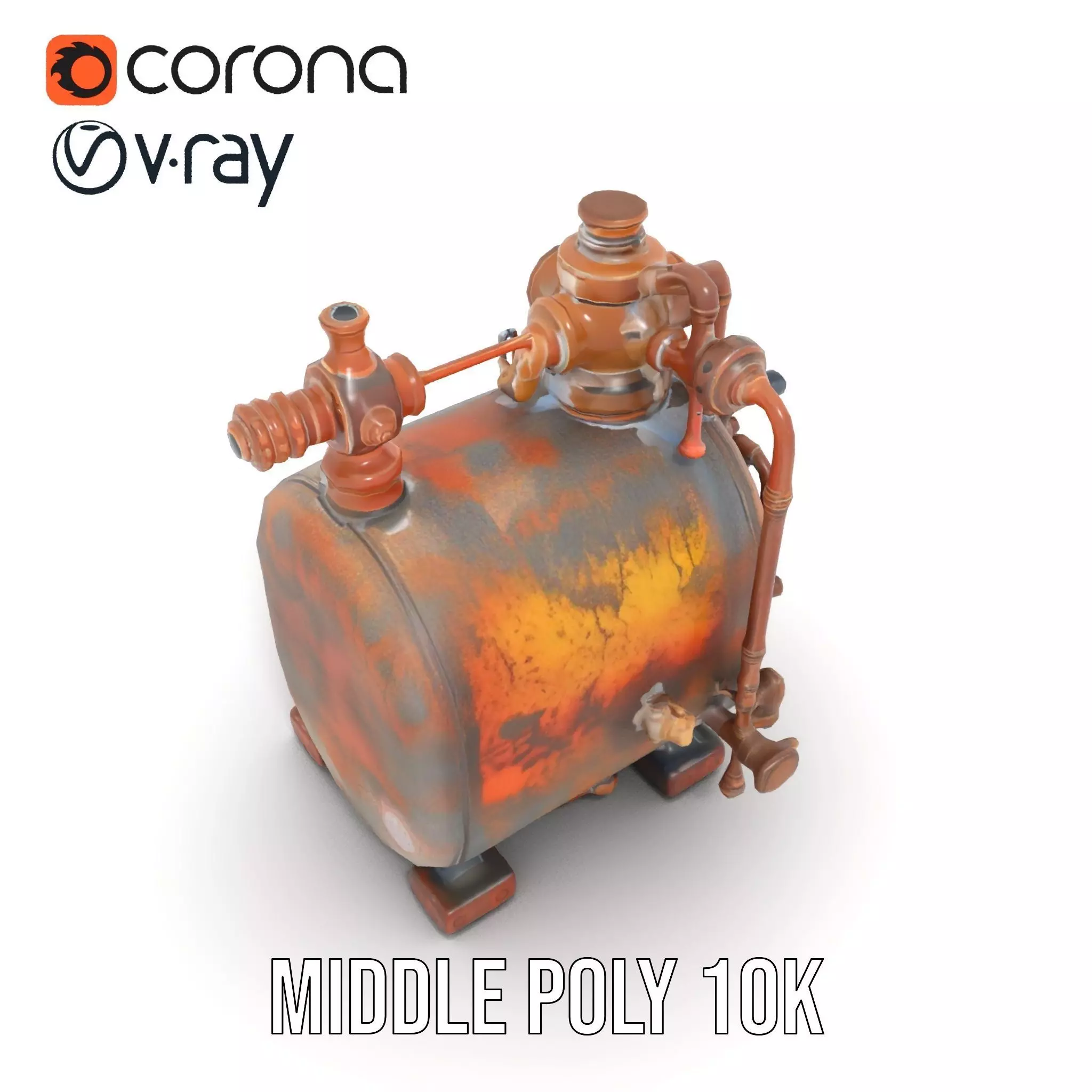 Steampunk Industrial Boiler Model Pack Low-poly 3D model_11