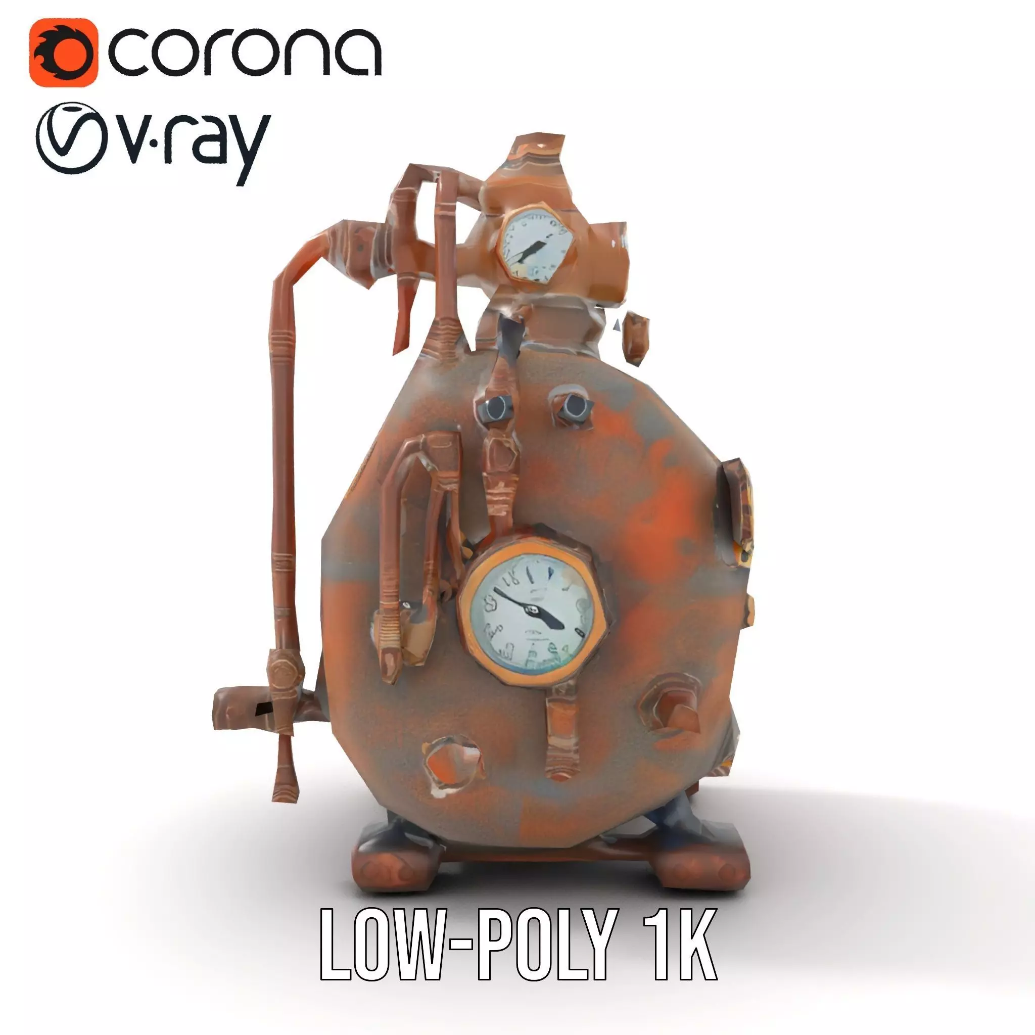 Steampunk Industrial Boiler Model Pack Low-poly 3D model_14