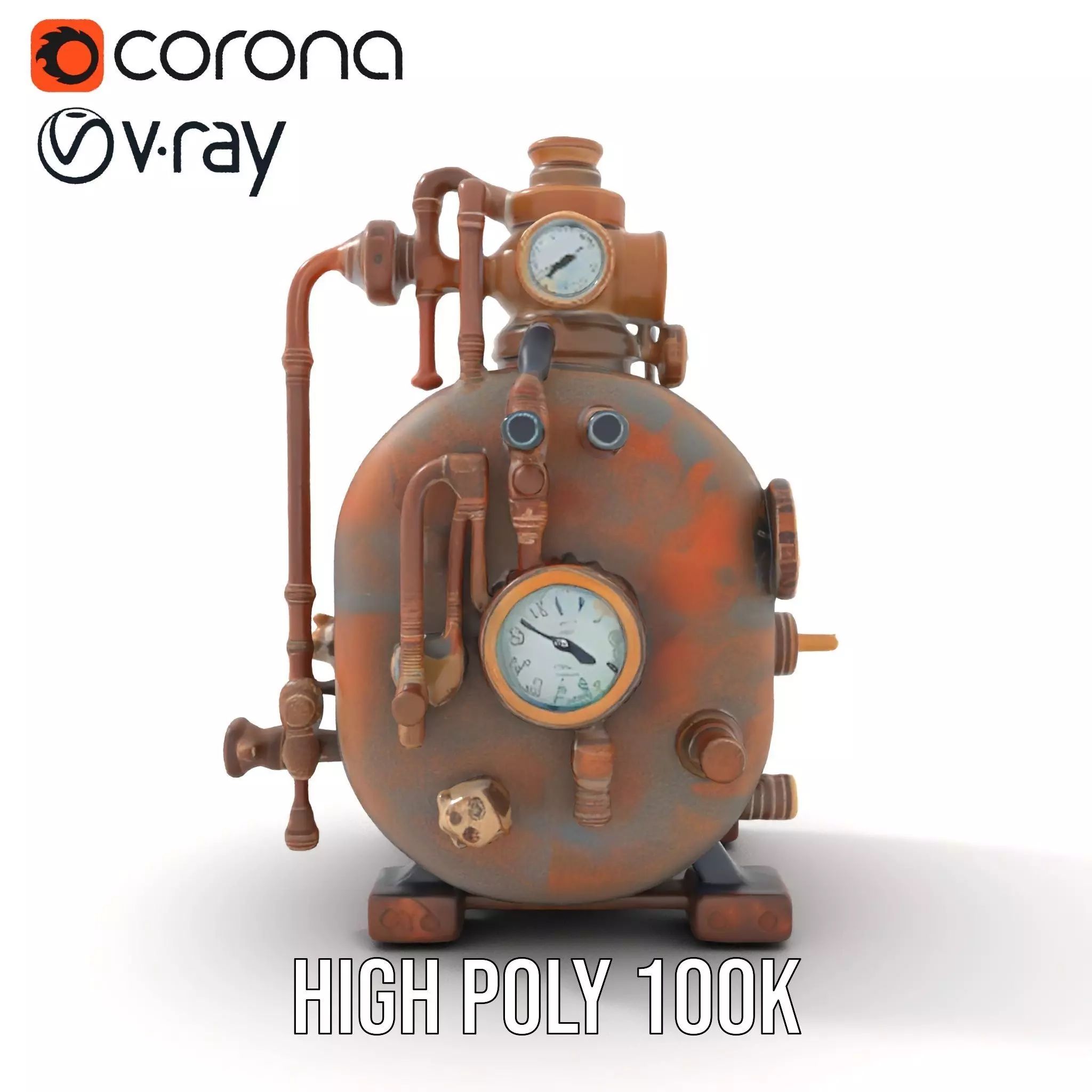 Steampunk Industrial Boiler Model Pack Low-poly 3D model_20