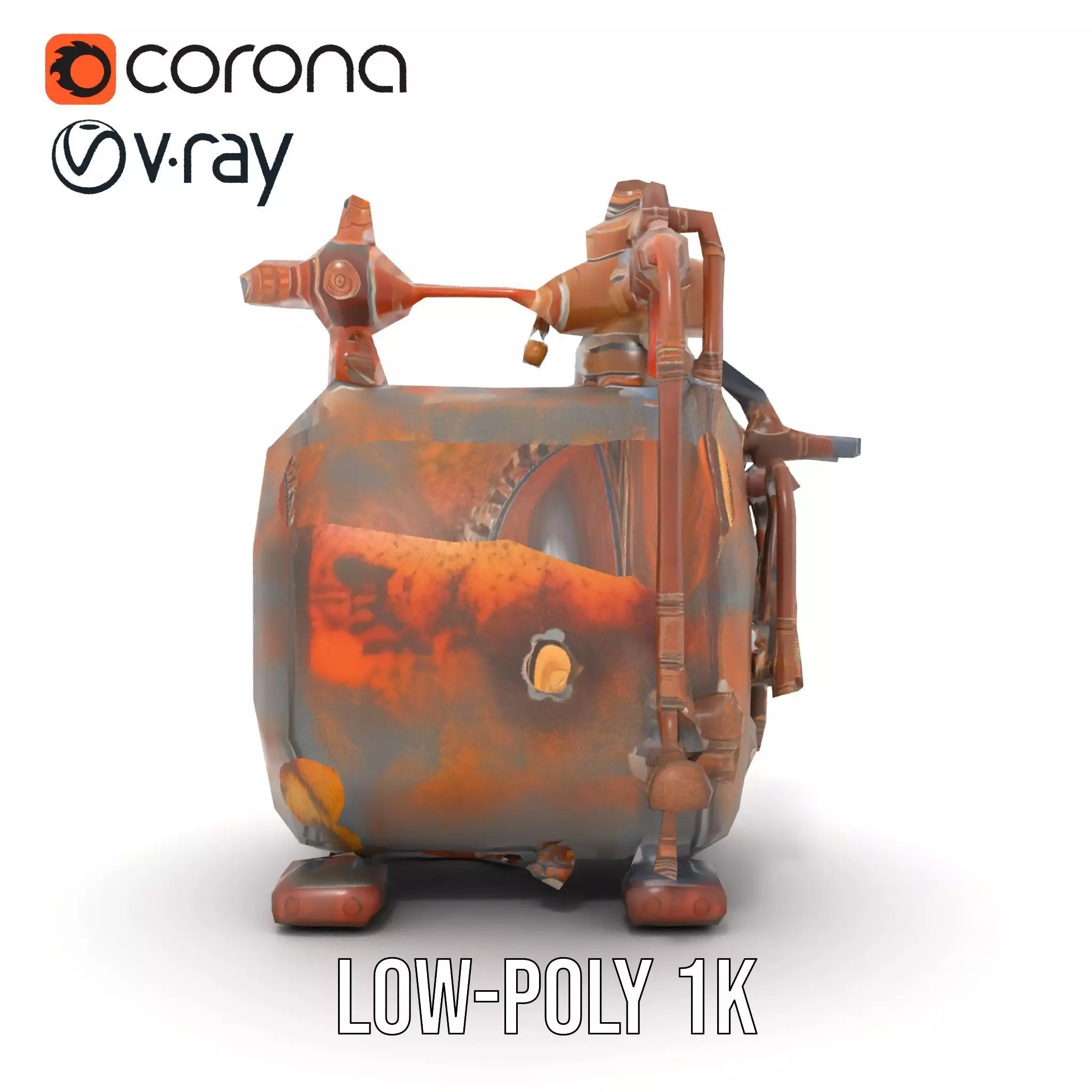 Steampunk Industrial Boiler Model Pack Low-poly 3D model_12
