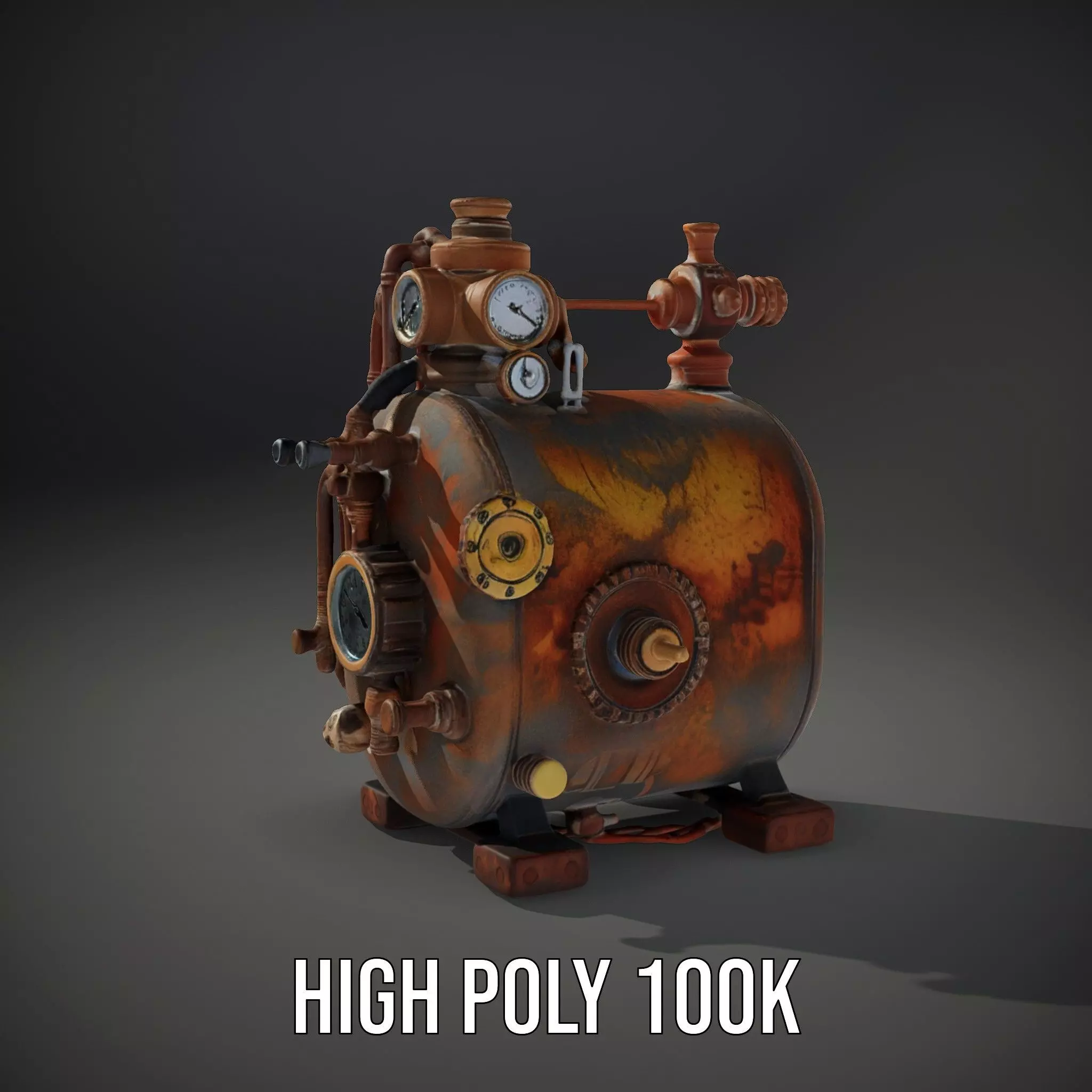Steampunk Industrial Boiler Model Pack Low-poly 3D model_10