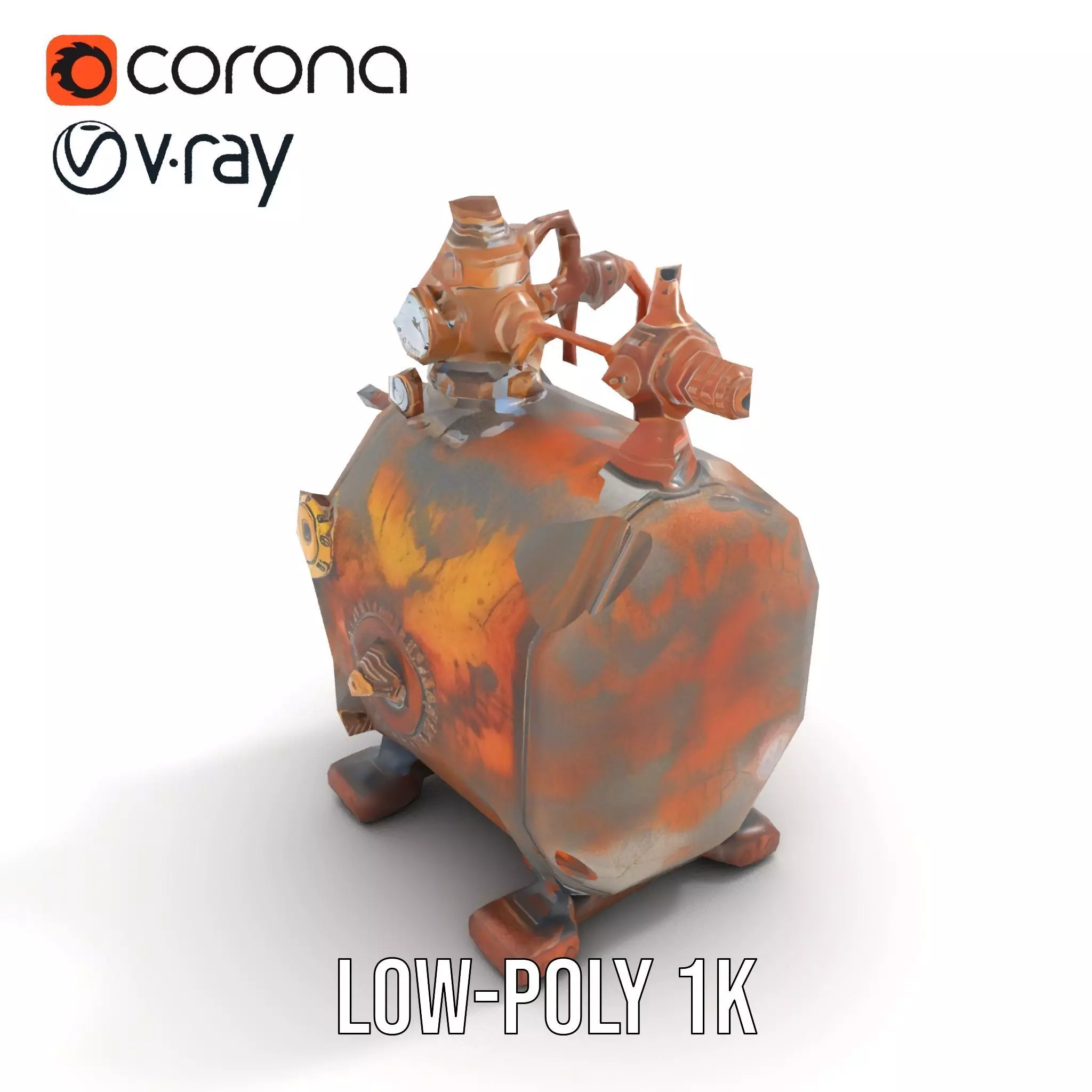 Steampunk Industrial Boiler Model Pack Low-poly 3D model_7