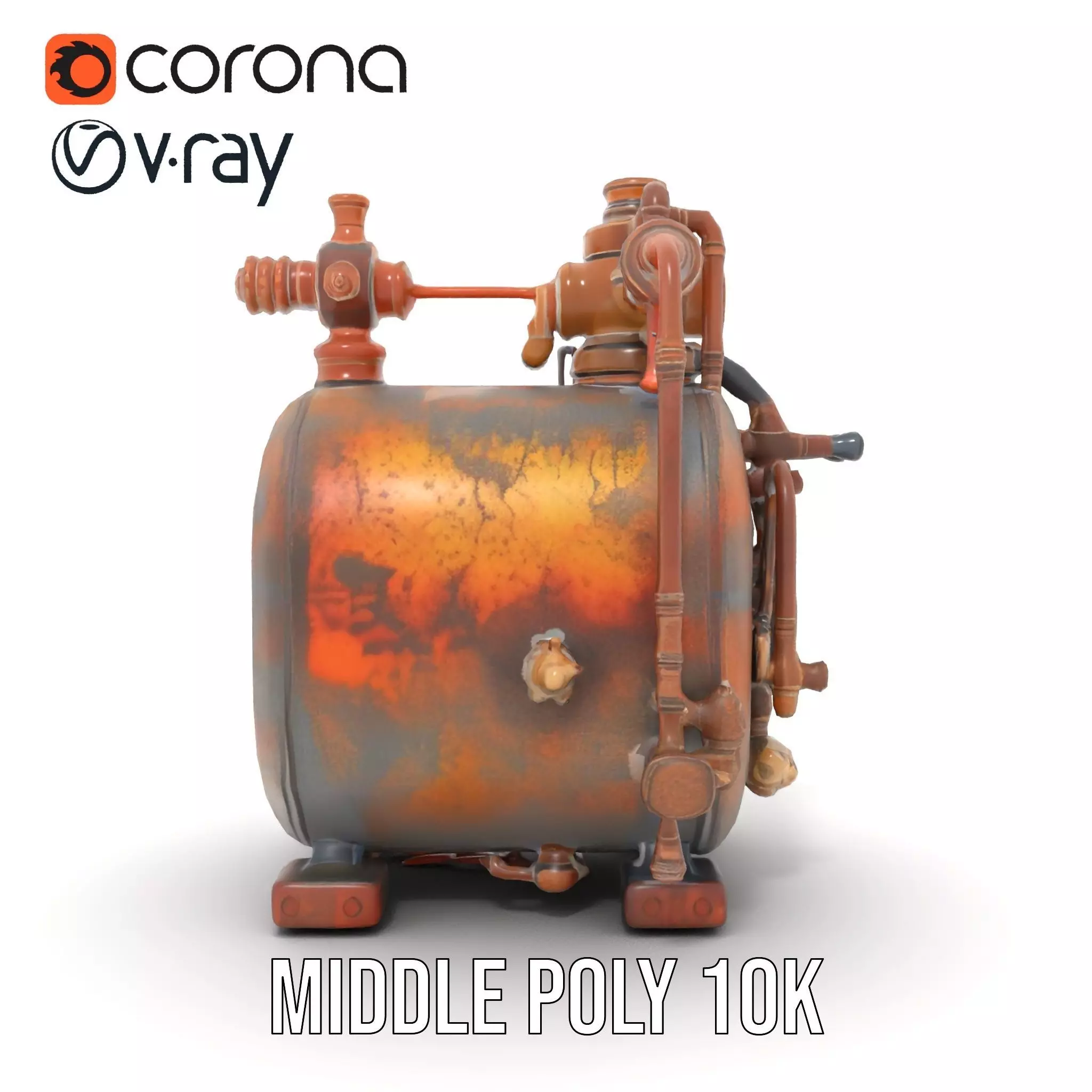 Steampunk Industrial Boiler Model Pack Low-poly 3D model_18