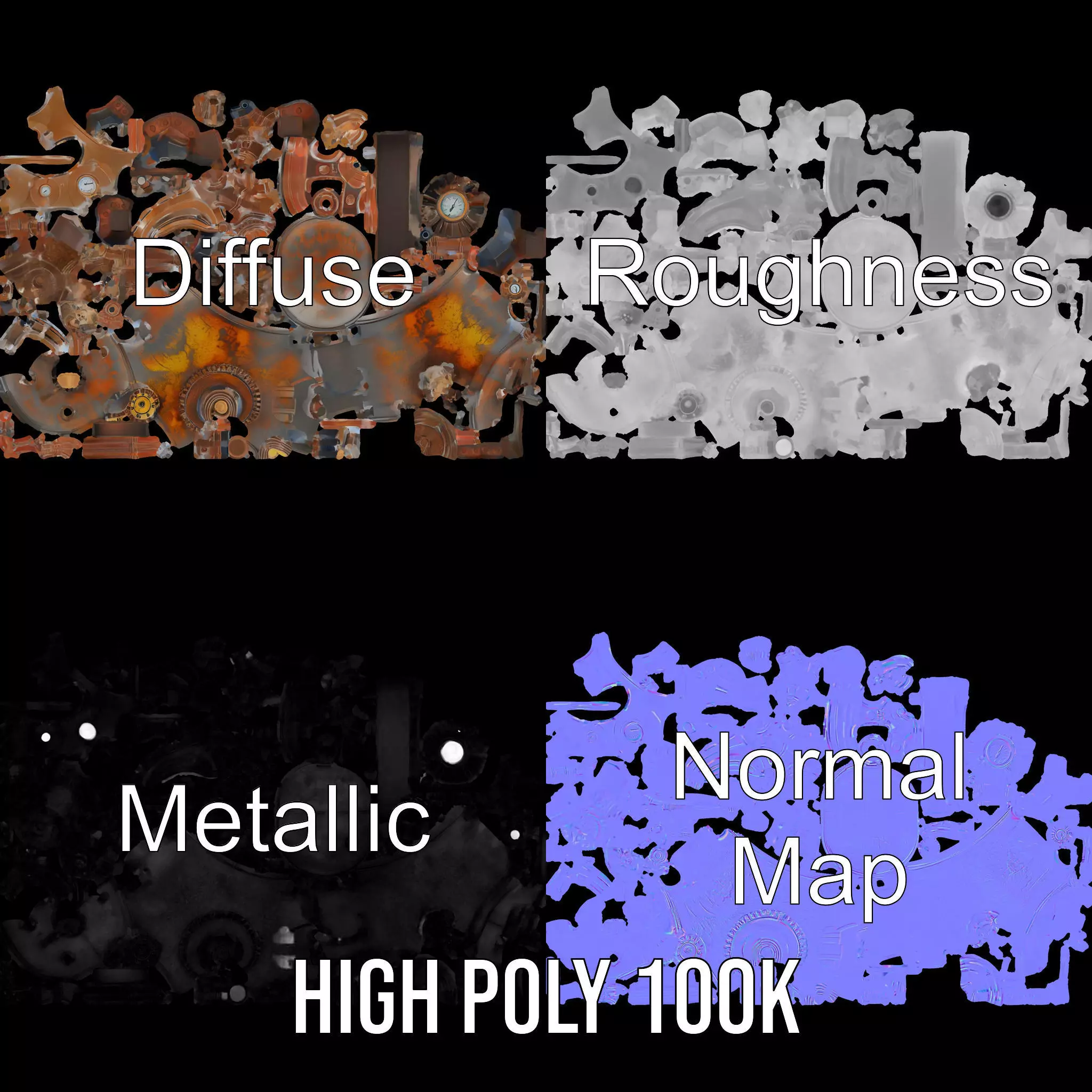 Steampunk Industrial Boiler Model Pack Low-poly 3D model_3