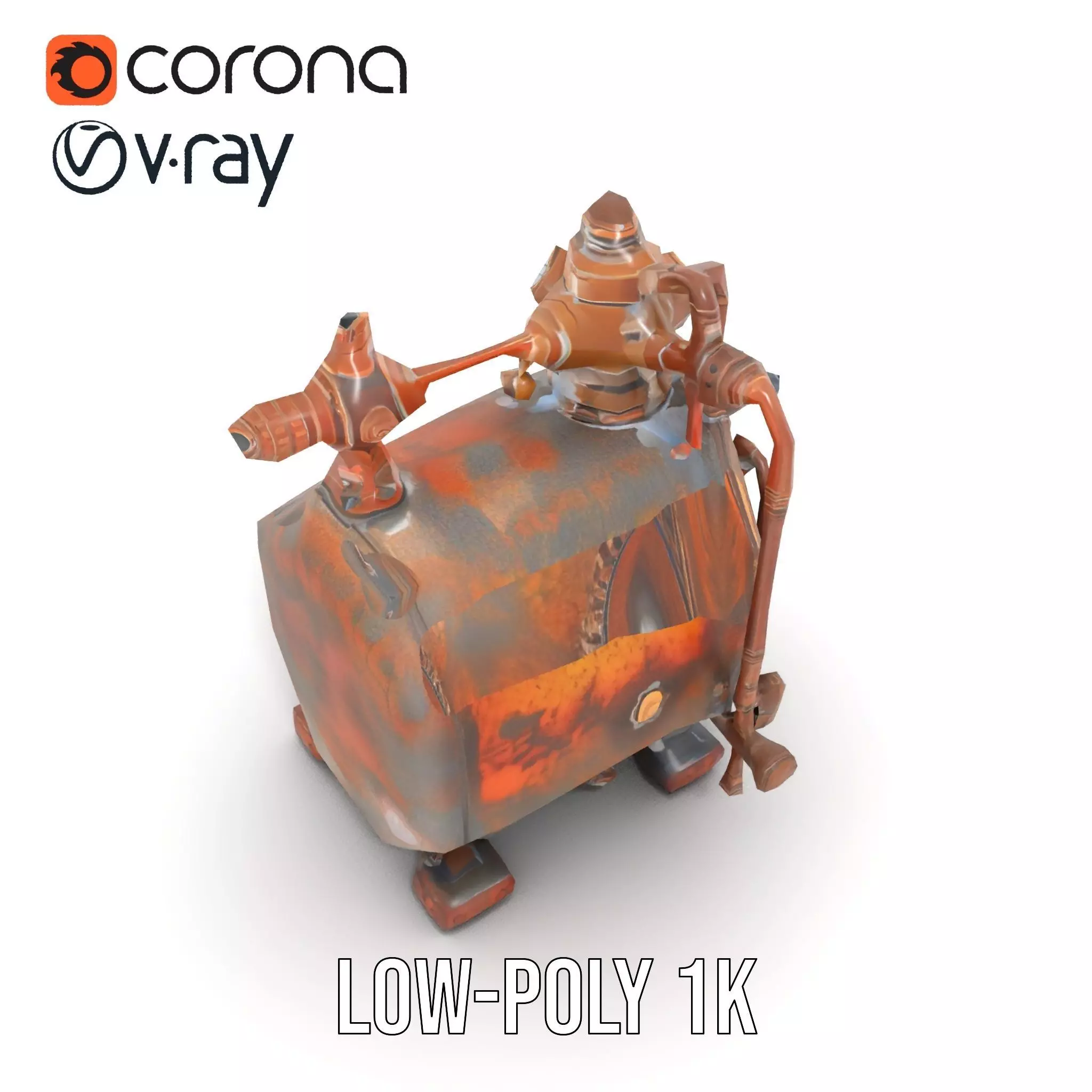 Steampunk Industrial Boiler Model Pack Low-poly 3D model_9