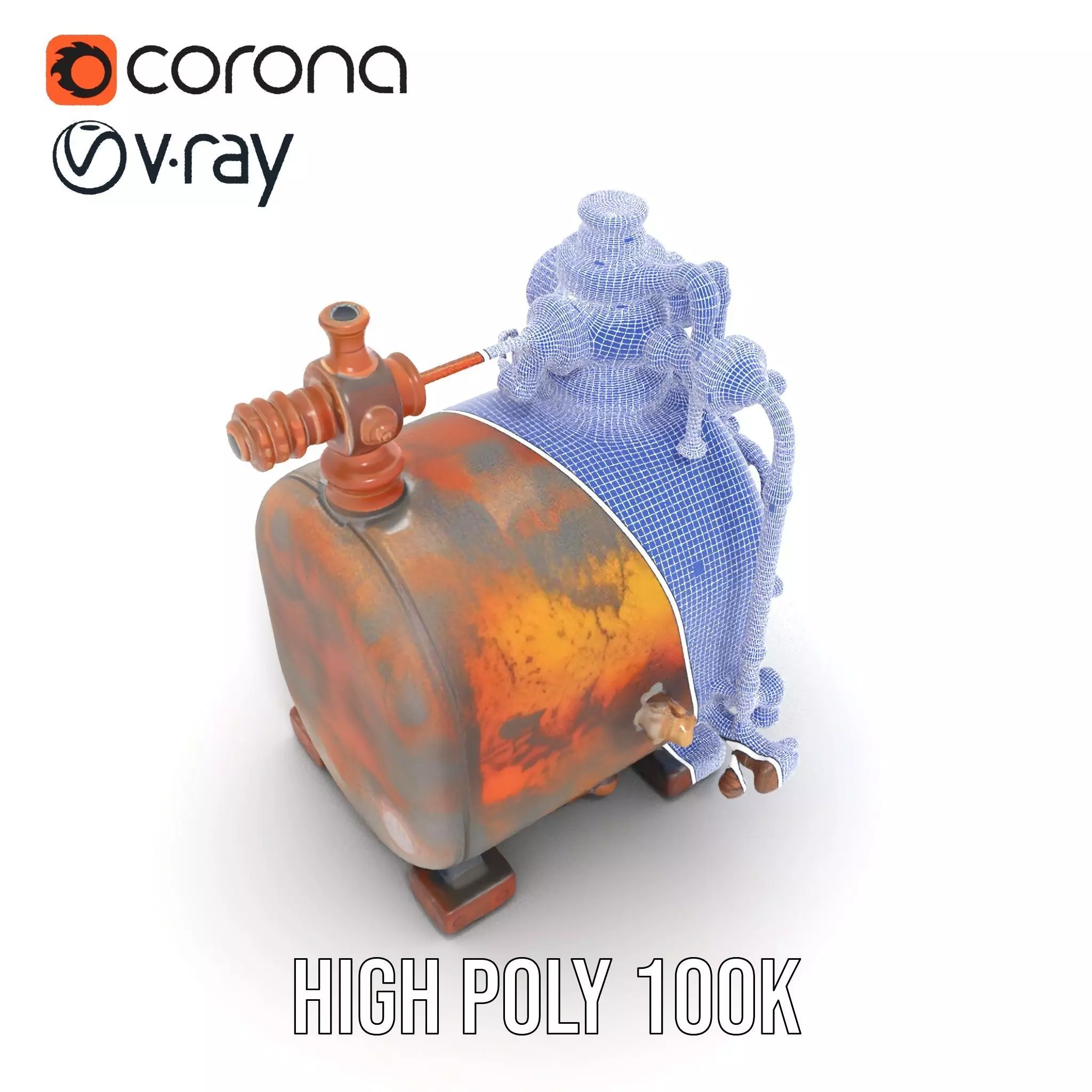 Steampunk Industrial Boiler Model Pack Low-poly 3D model_33