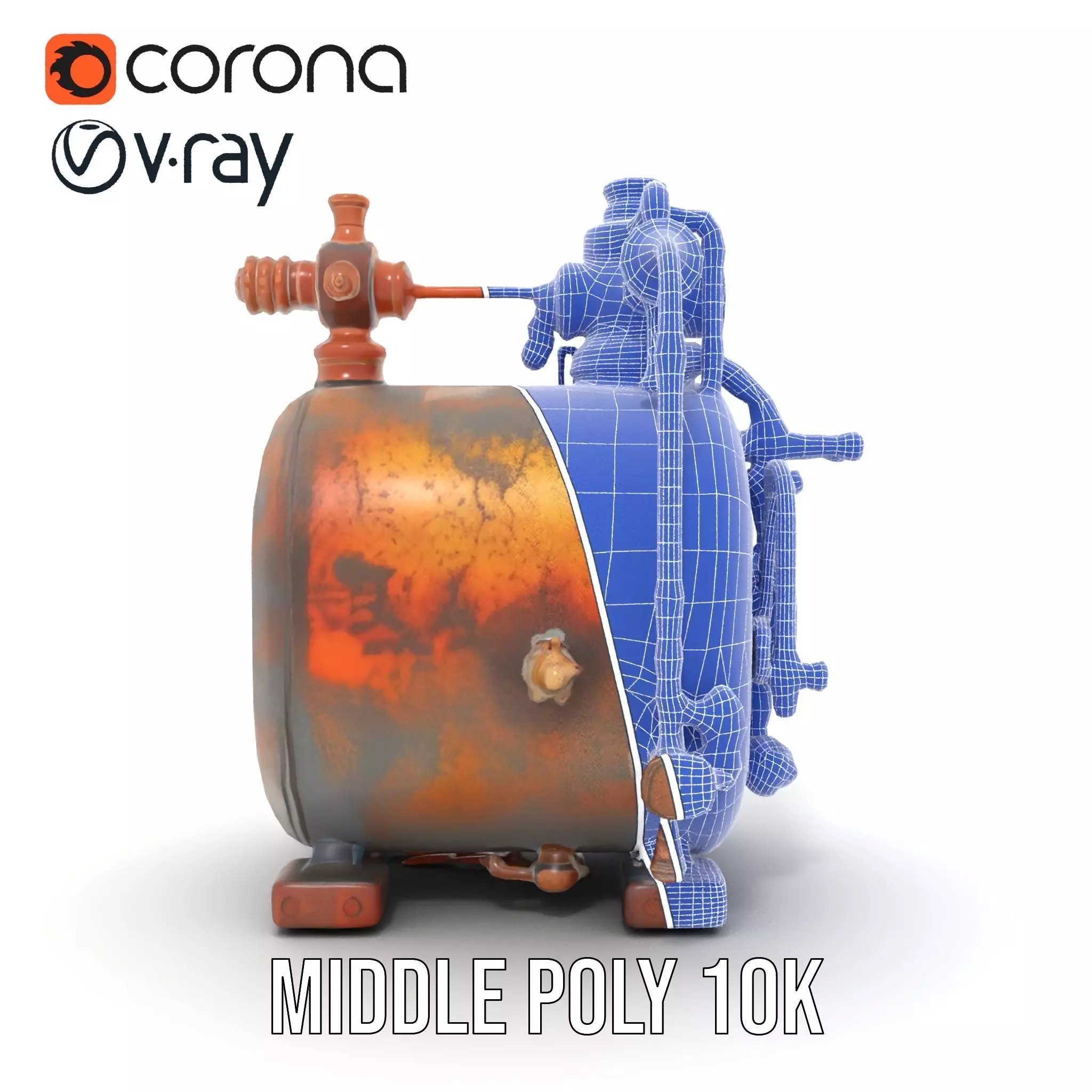 Steampunk Industrial Boiler Model Pack Low-poly 3D model_30