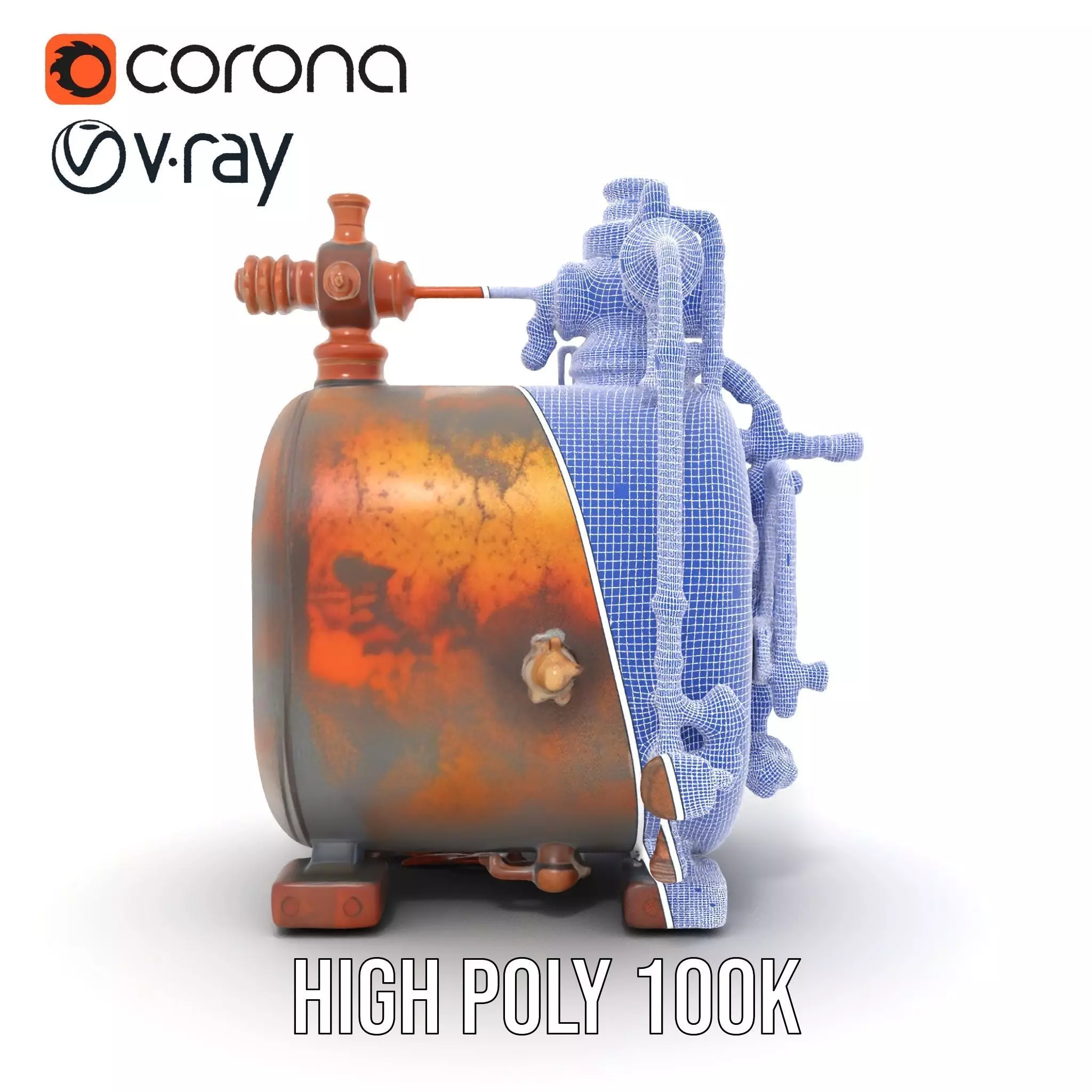 Steampunk Industrial Boiler Model Pack Low-poly 3D model_34