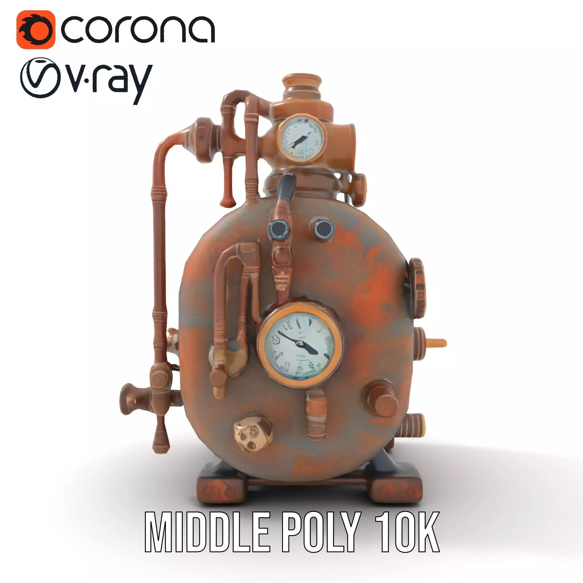 Steampunk Industrial Boiler Model Pack Low-poly 3D model_6