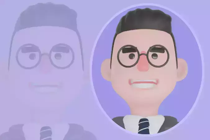 Stylized 3D Male Teacher Character - Cartoon Thumbs Up Walk