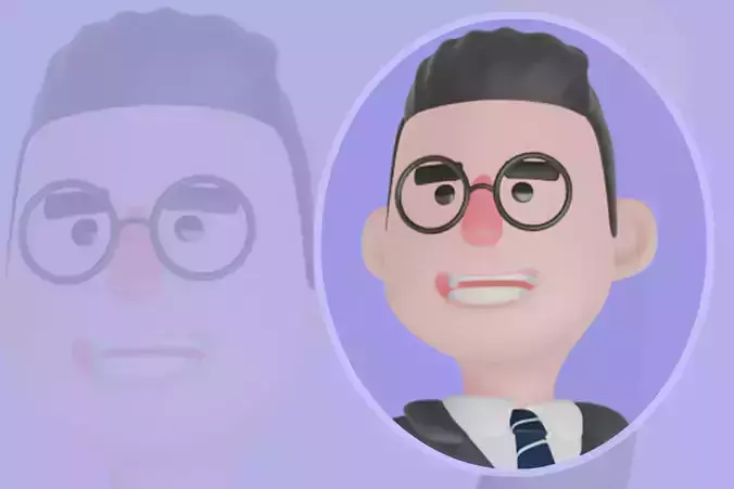 Stylized 3D Male Teacher Character - Cartoon Victory Pose