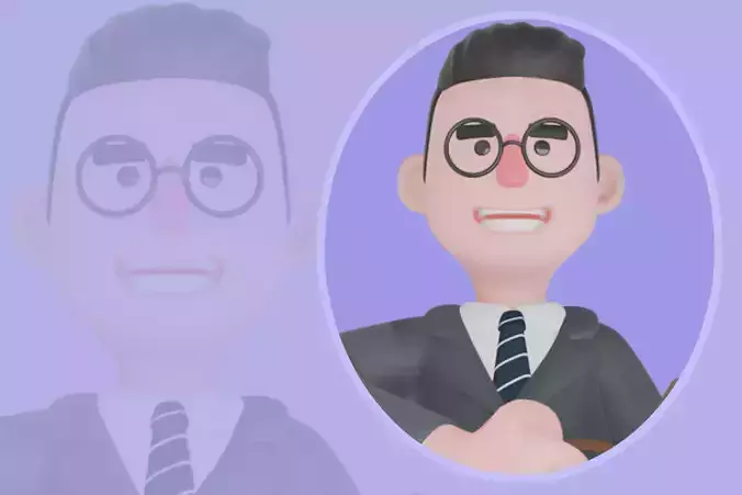 Stylized 3D Male Teacher Character - Cartoon Bag Open Pose