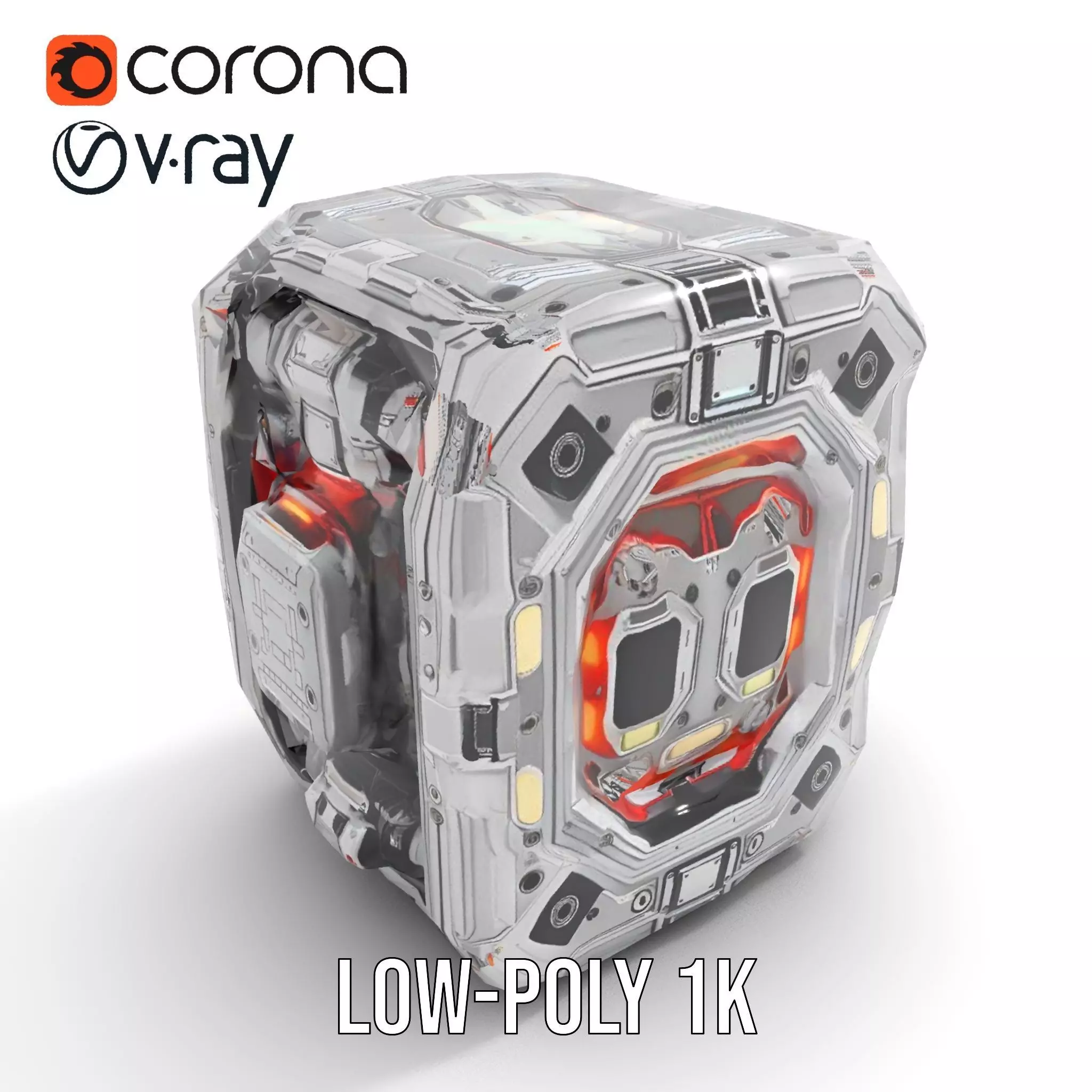 Futuristic Energy Generator Model Pack with LED Lighting Low-poly 3D model_14