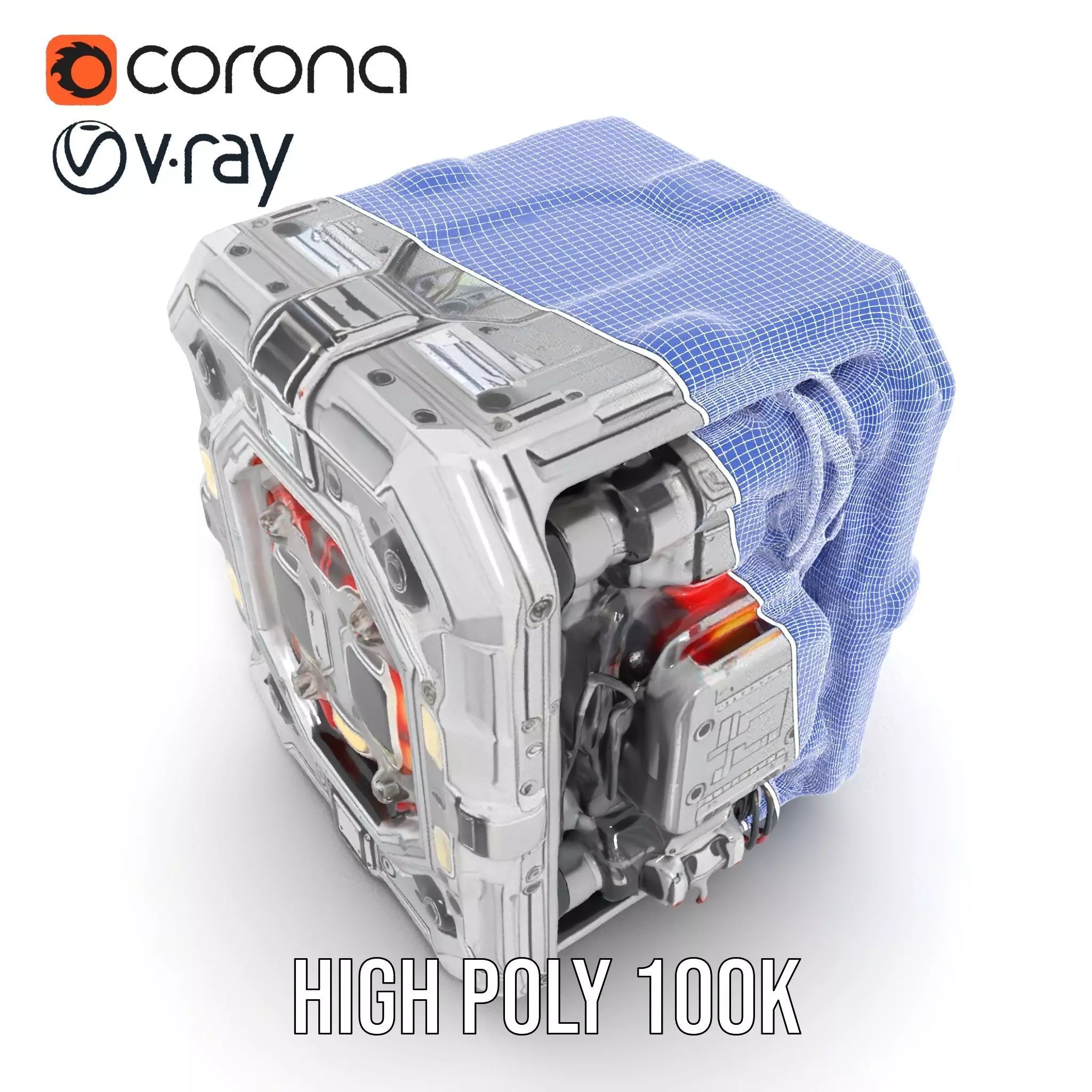 Futuristic Energy Generator Model Pack with LED Lighting Low-poly 3D model_32