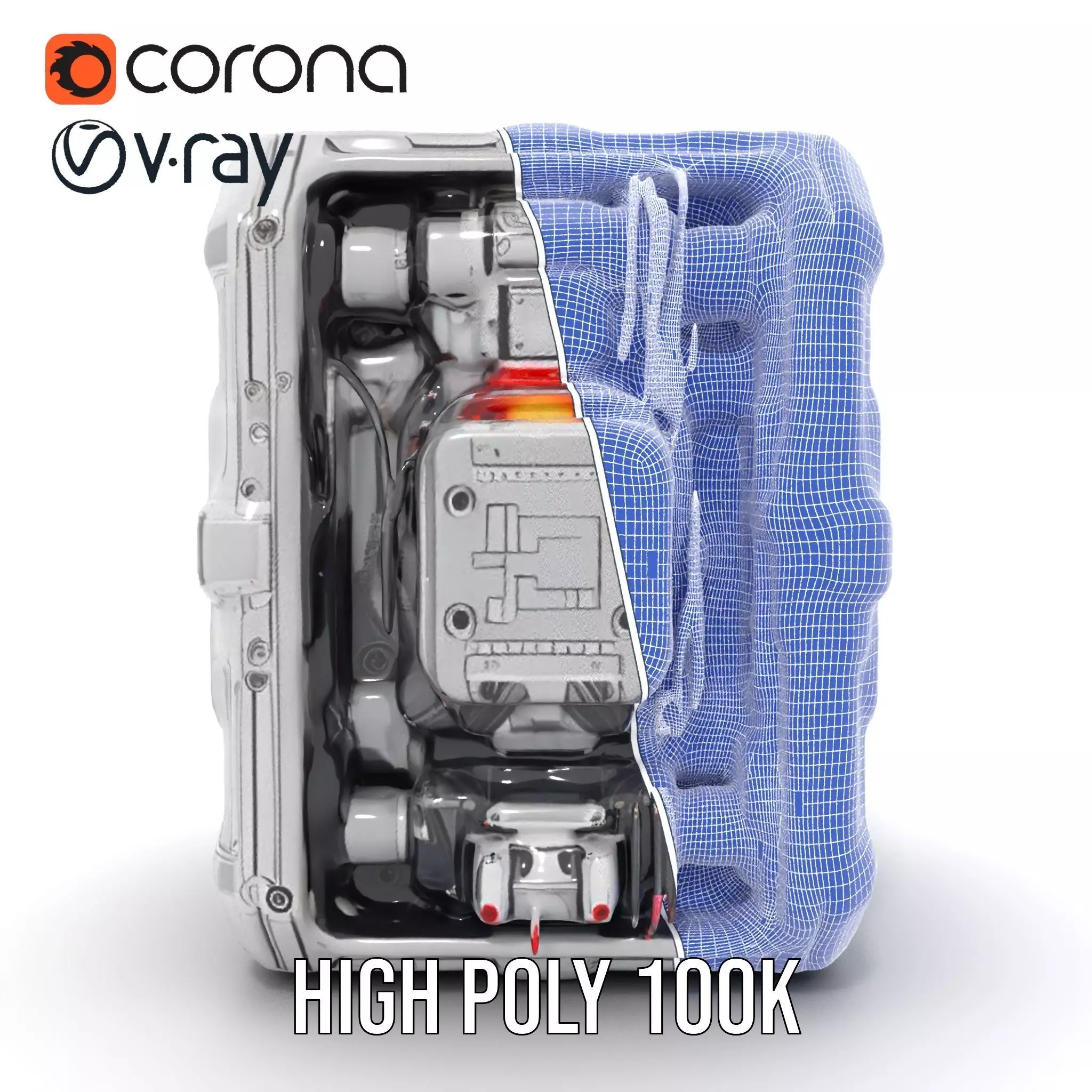 Futuristic Energy Generator Model Pack with LED Lighting Low-poly 3D model_34