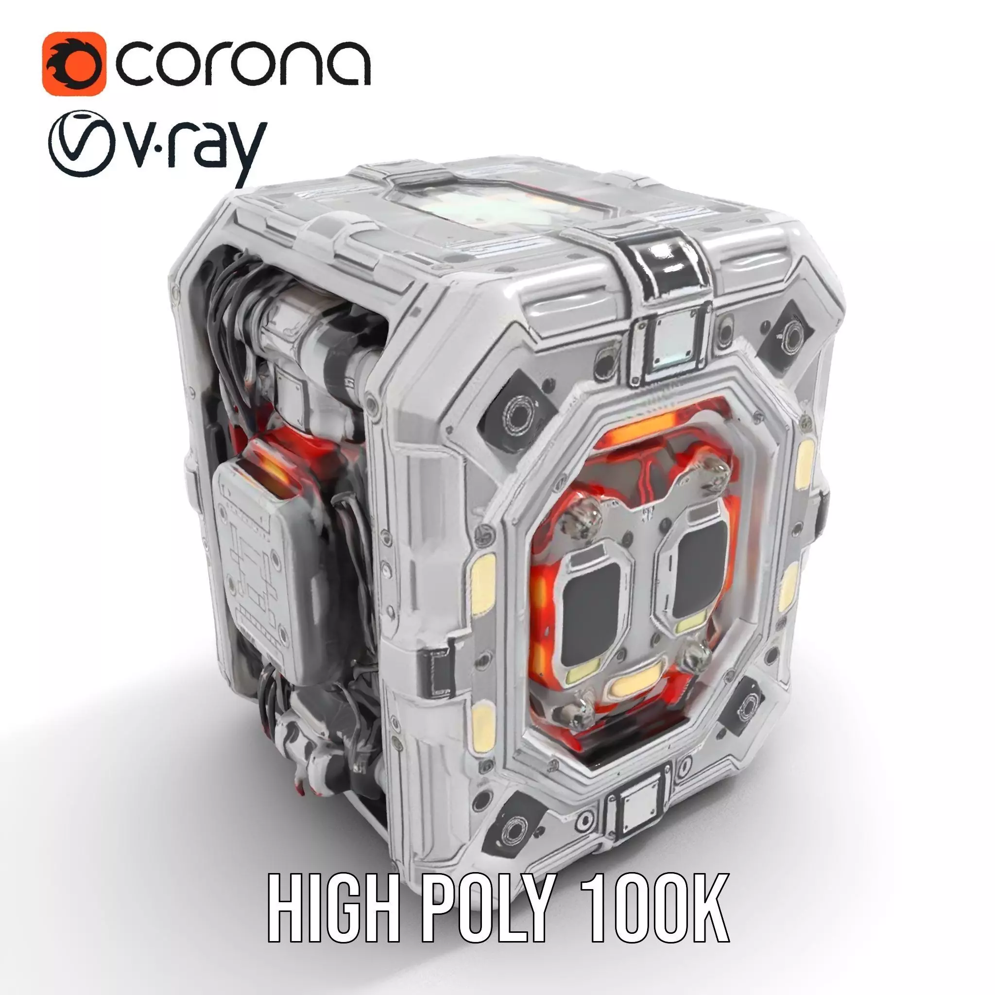 Futuristic Energy Generator Model Pack with LED Lighting Low-poly 3D model_17