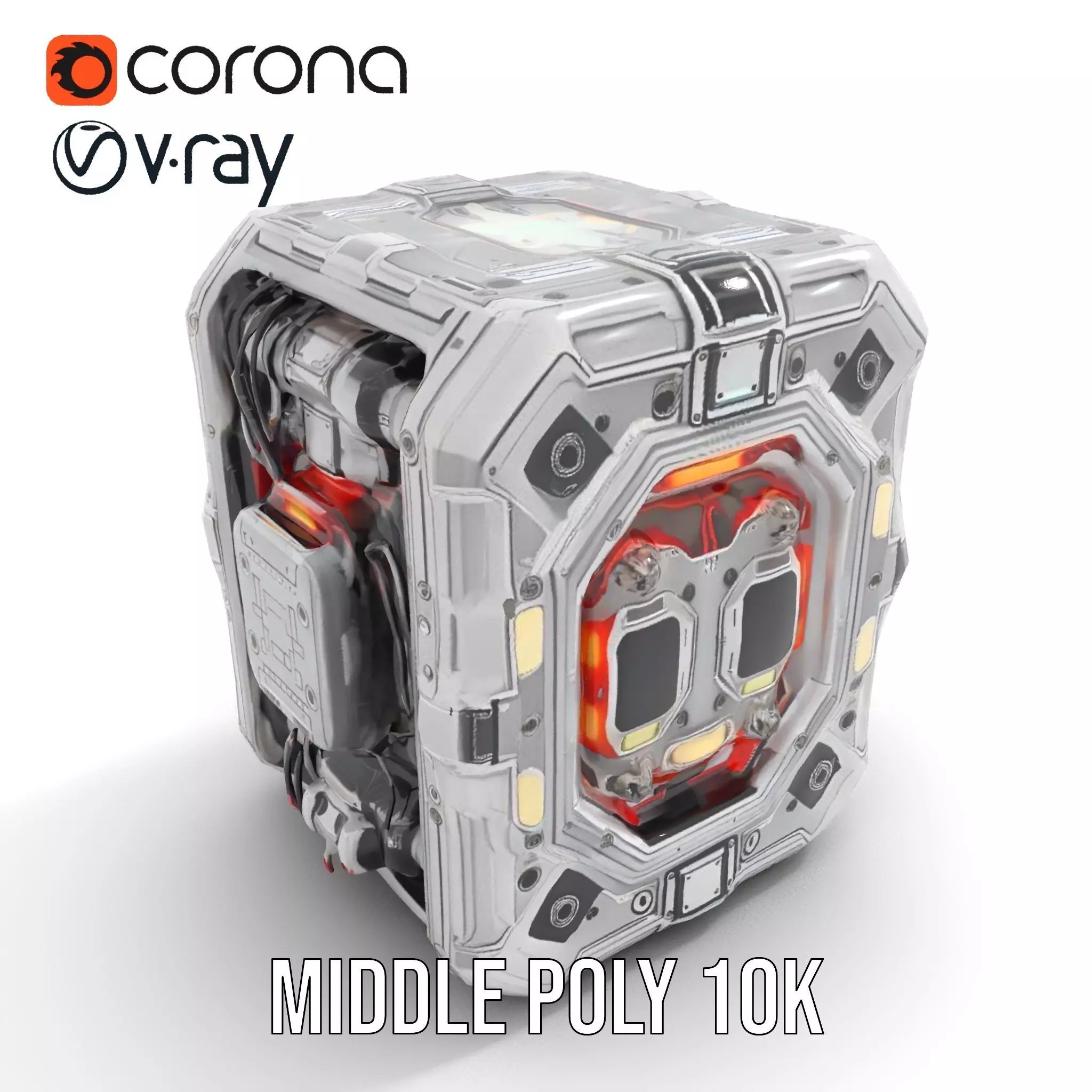 Futuristic Energy Generator Model Pack with LED Lighting Low-poly 3D model_5