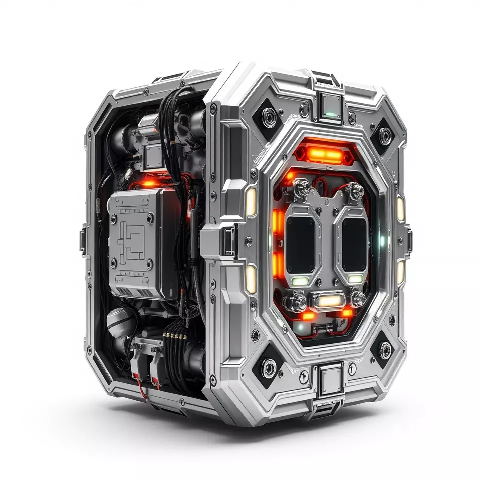 Futuristic Energy Generator Model Pack with LED Lighting Low-poly 3D model_2