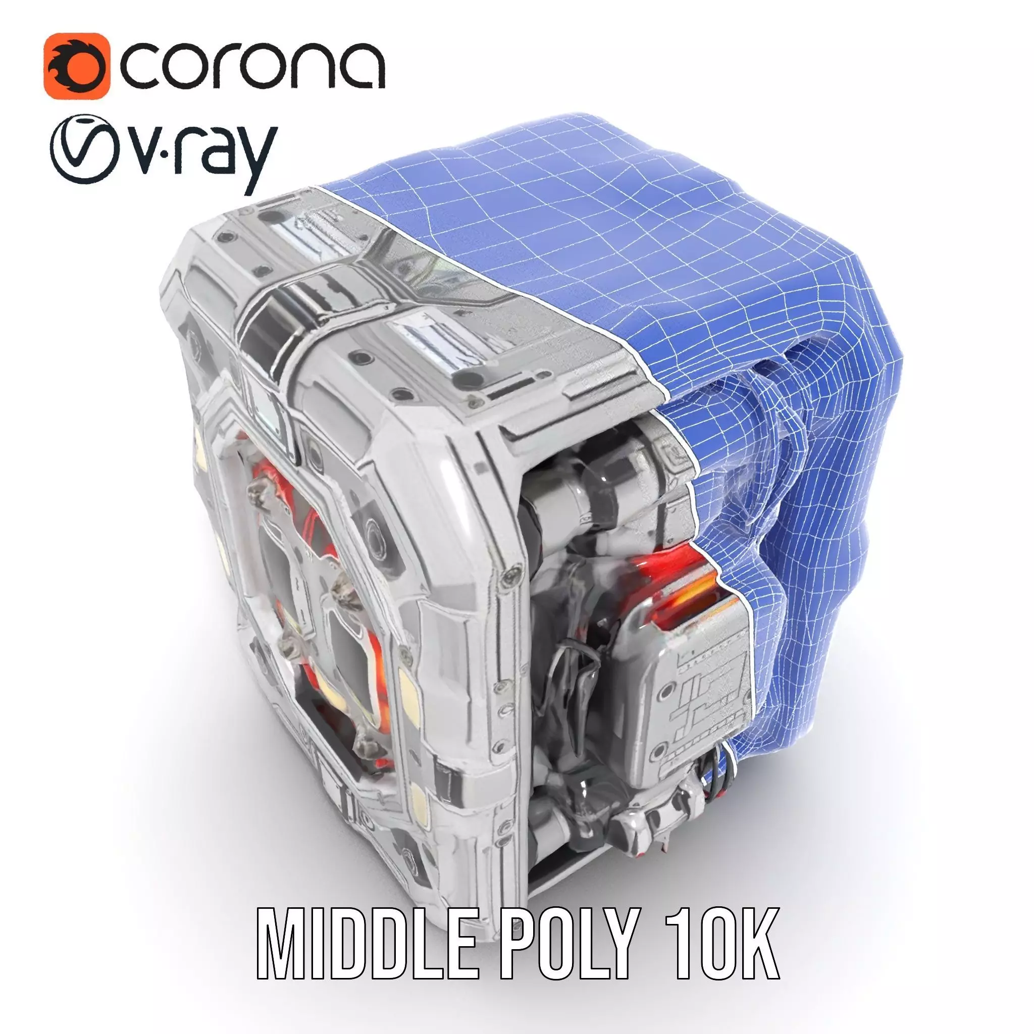 Futuristic Energy Generator Model Pack with LED Lighting Low-poly 3D model_26