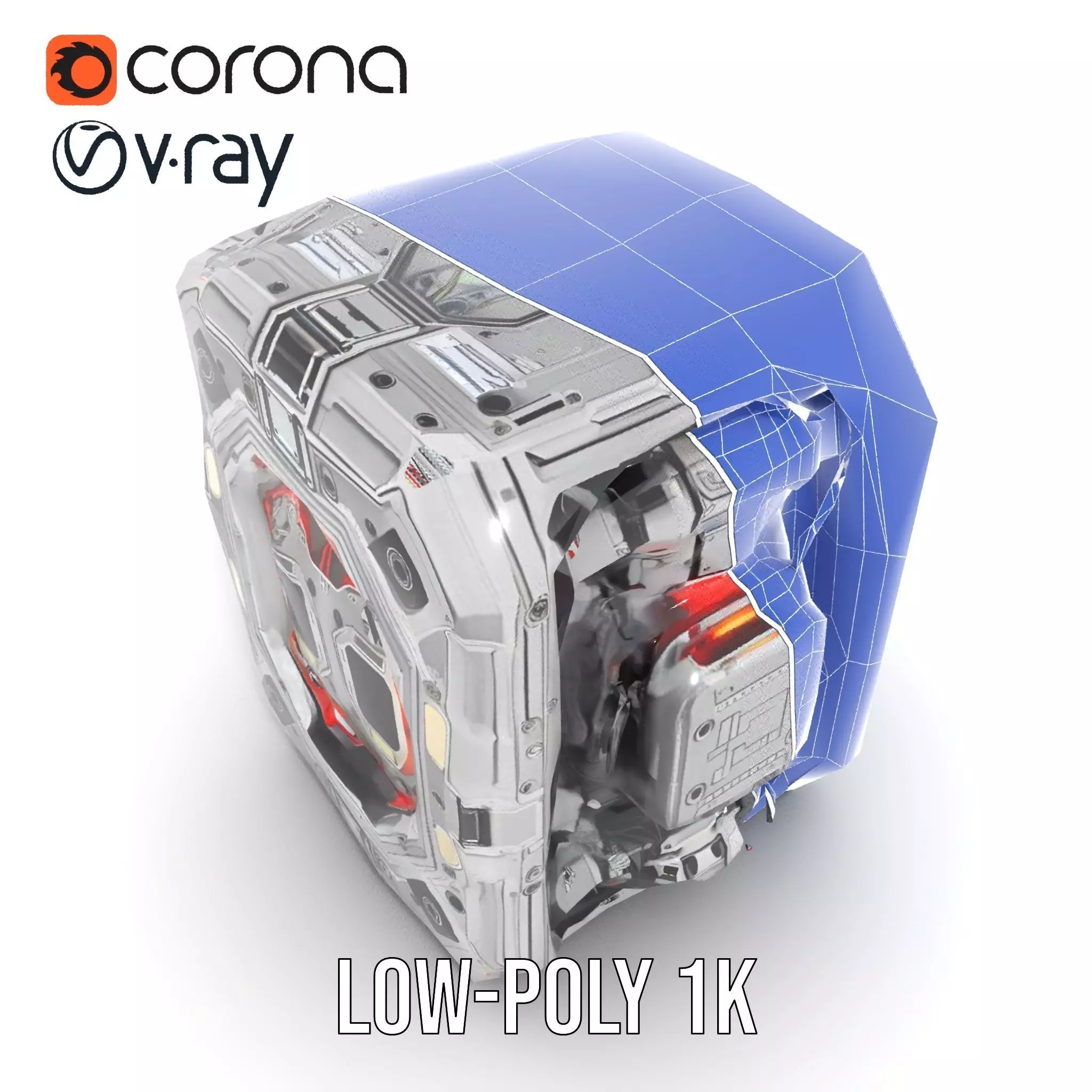 Futuristic Energy Generator Model Pack with LED Lighting Low-poly 3D model_27