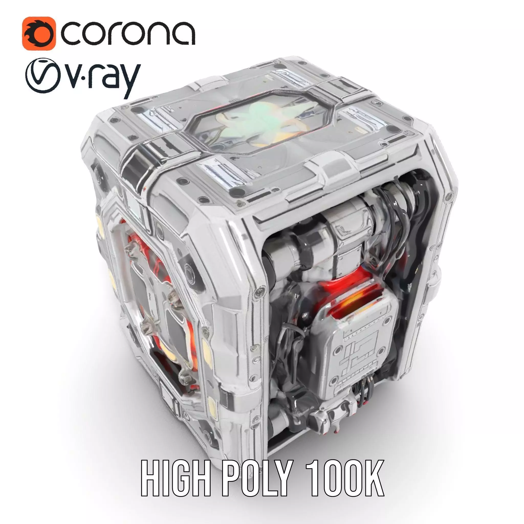 Futuristic Energy Generator Model Pack with LED Lighting Low-poly 3D model_20