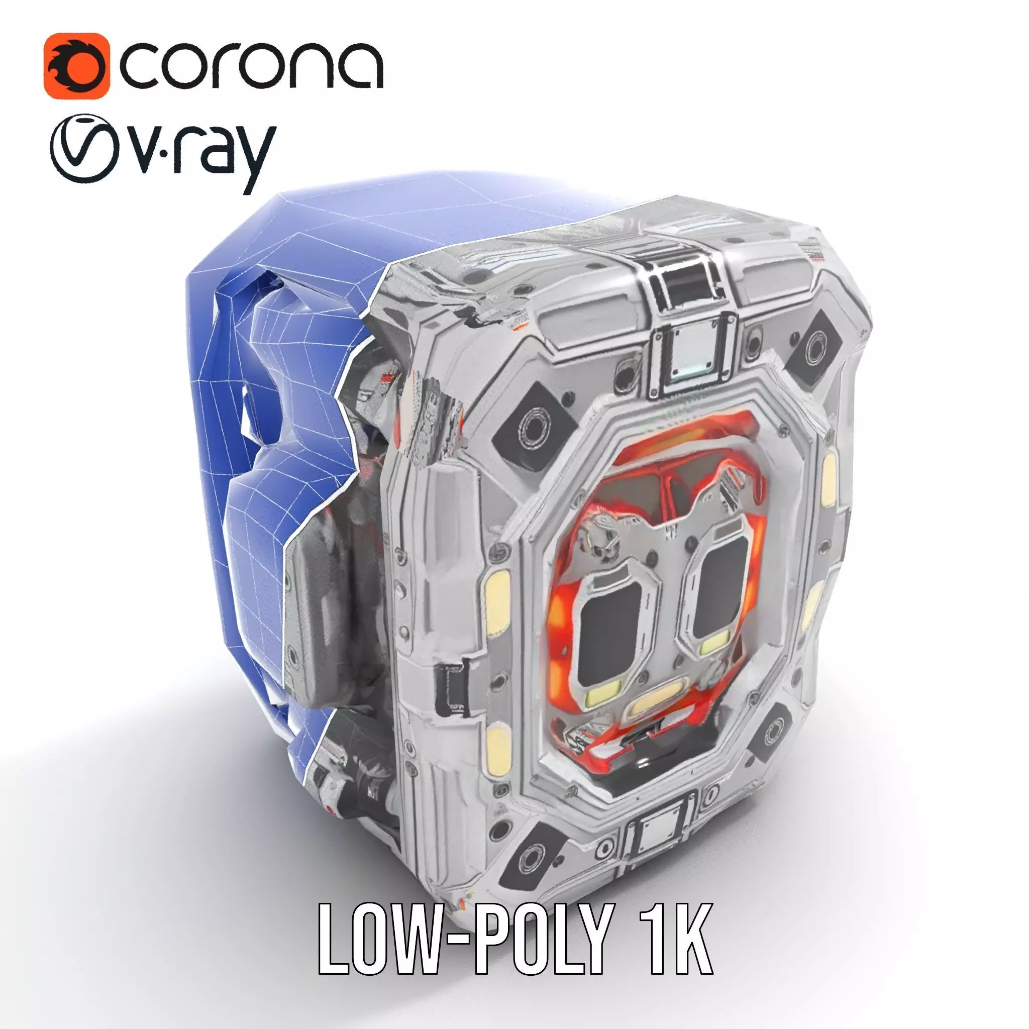 Futuristic Energy Generator Model Pack with LED Lighting Low-poly 3D model_22