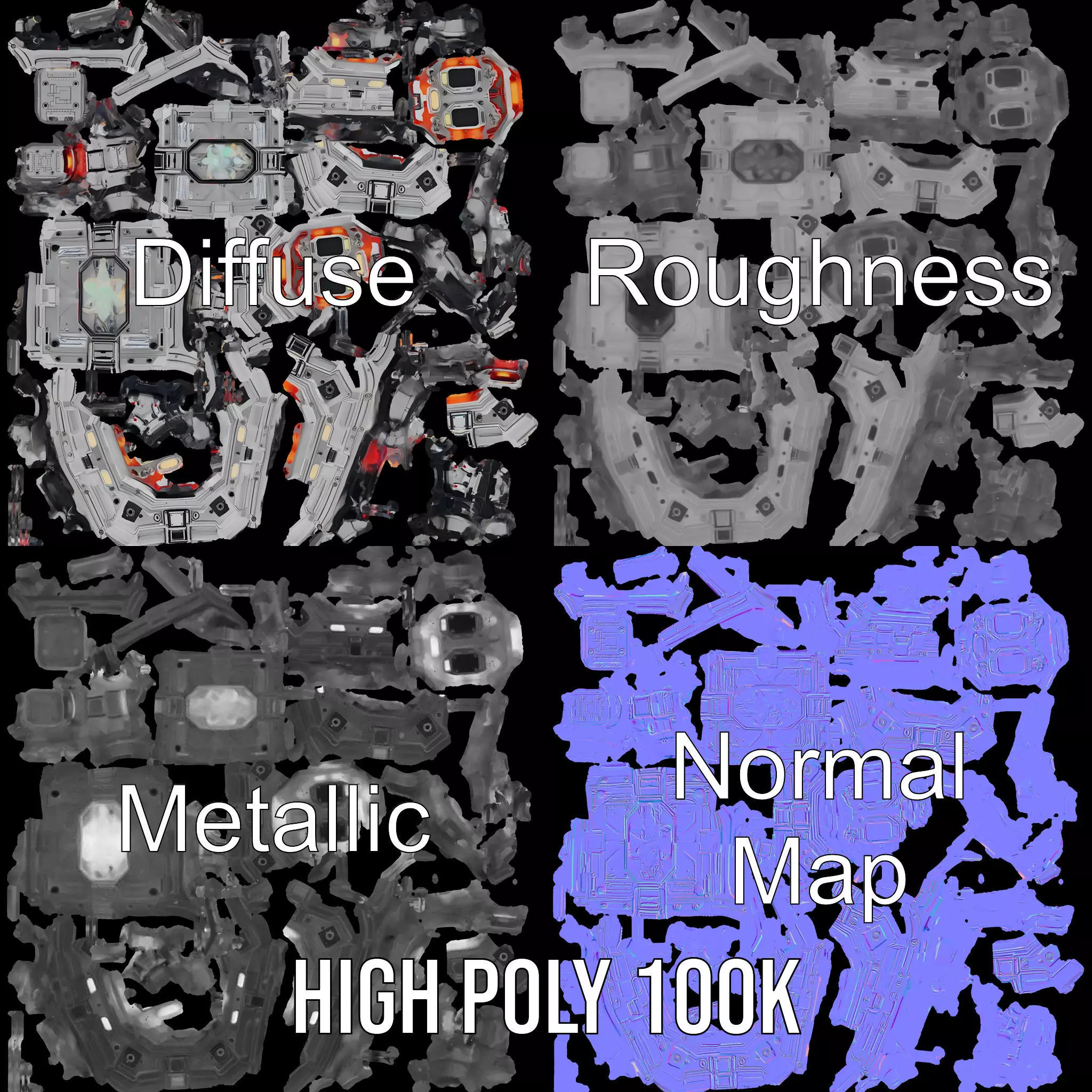 Futuristic Energy Generator Model Pack with LED Lighting Low-poly 3D model_3