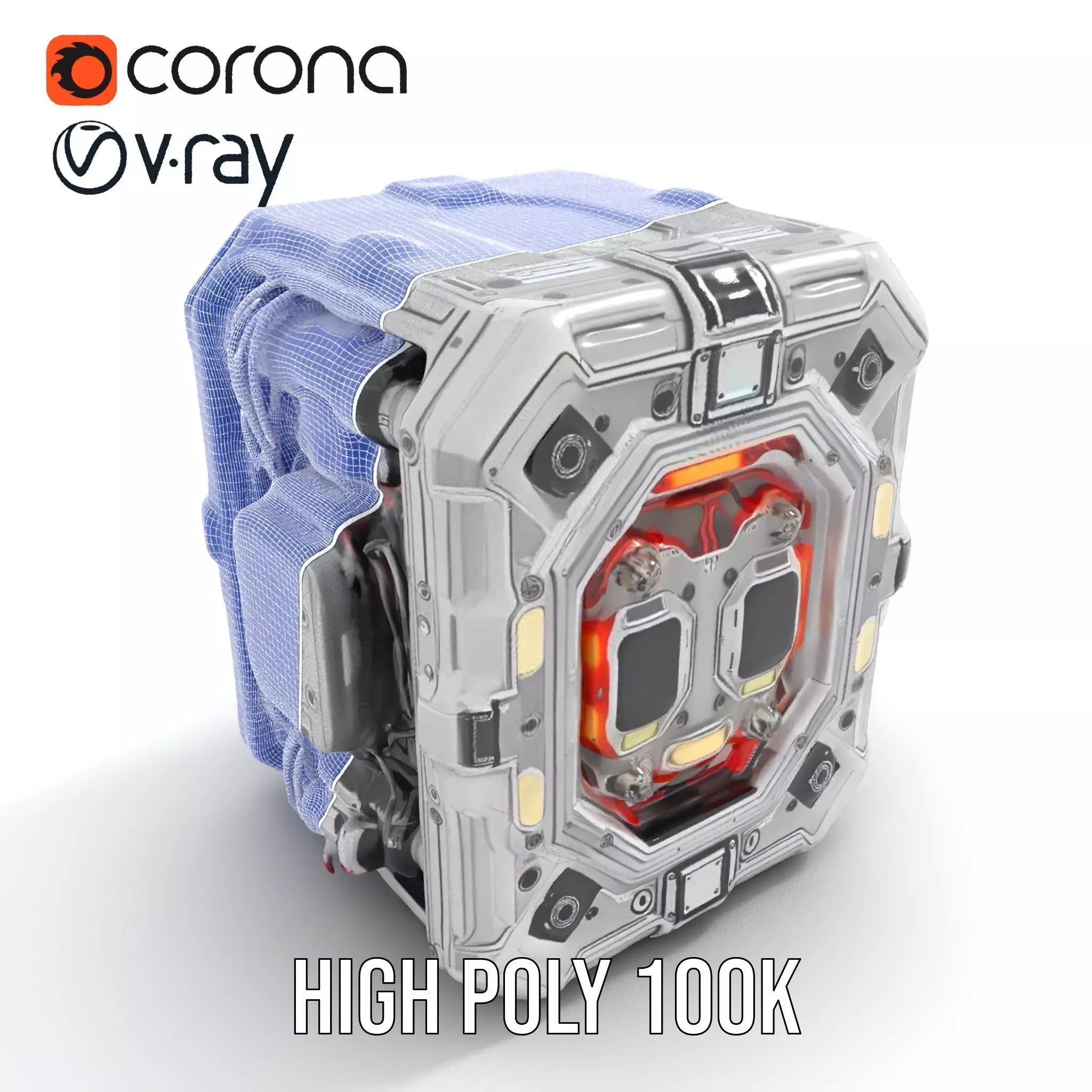 Futuristic Energy Generator Model Pack with LED Lighting Low-poly 3D model_31