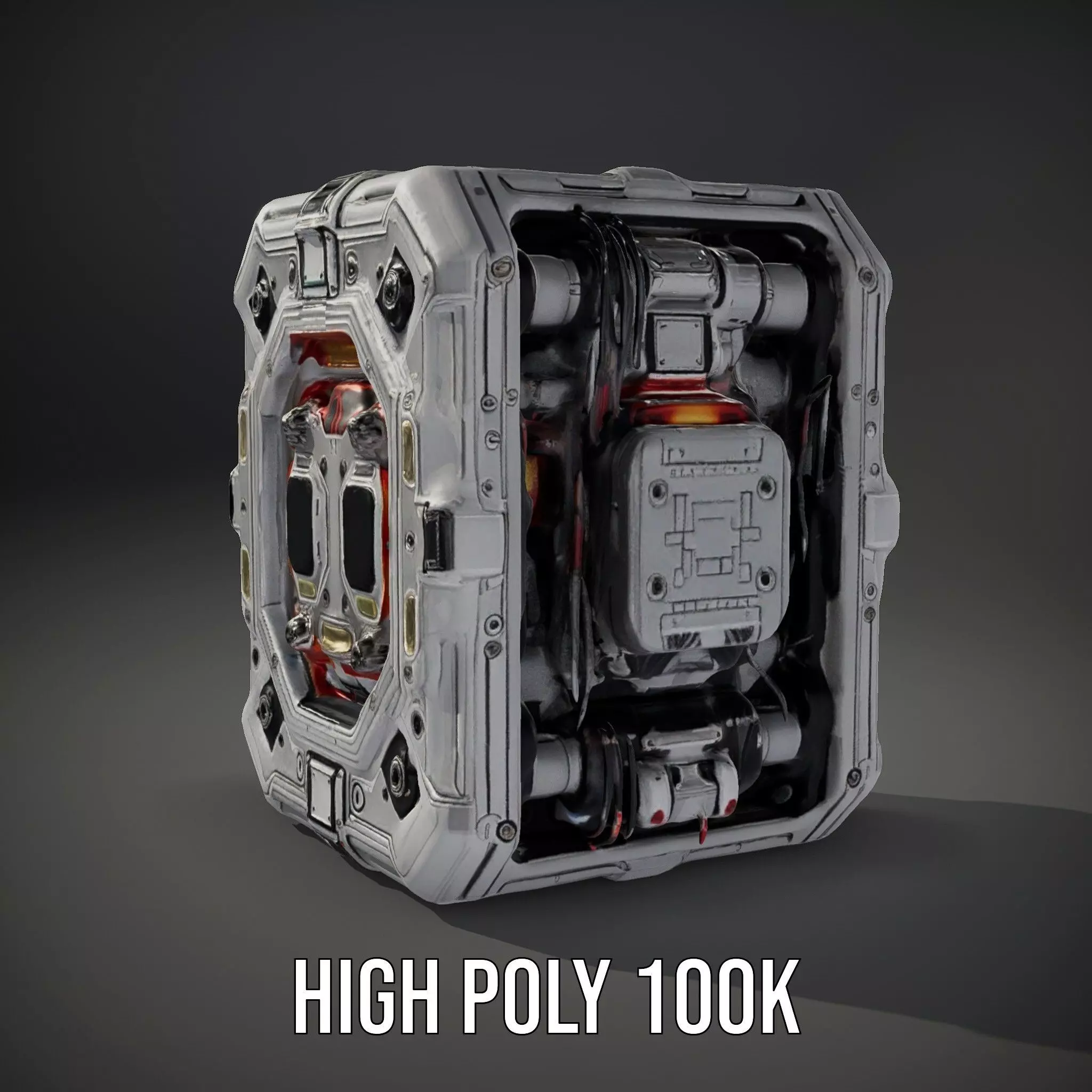 Futuristic Energy Generator Model Pack with LED Lighting Low-poly 3D model_12