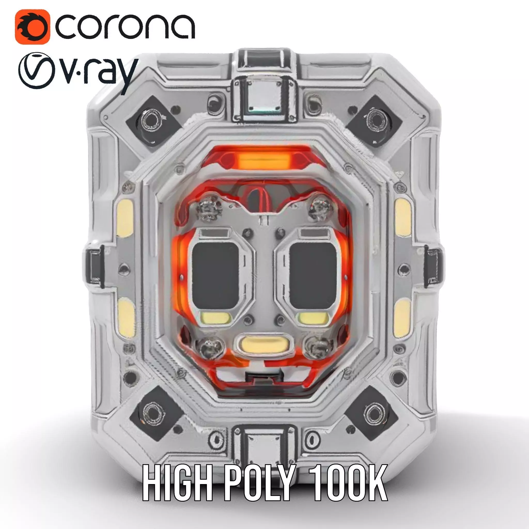 Futuristic Energy Generator Model Pack with LED Lighting Low-poly 3D model_28