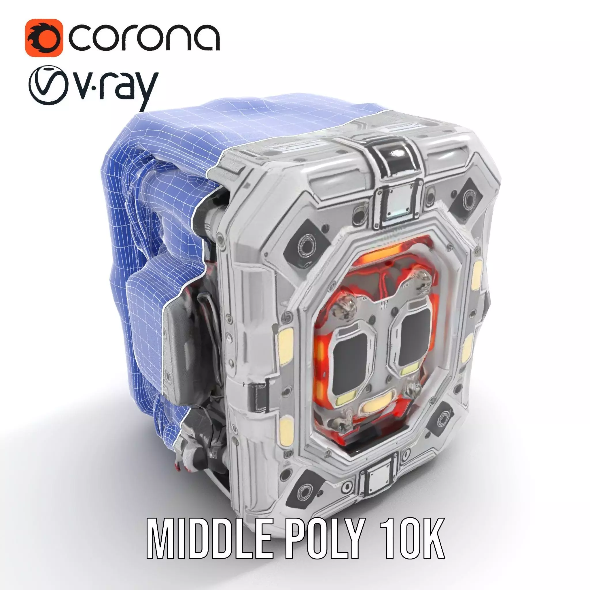 Futuristic Energy Generator Model Pack with LED Lighting Low-poly 3D model_15
