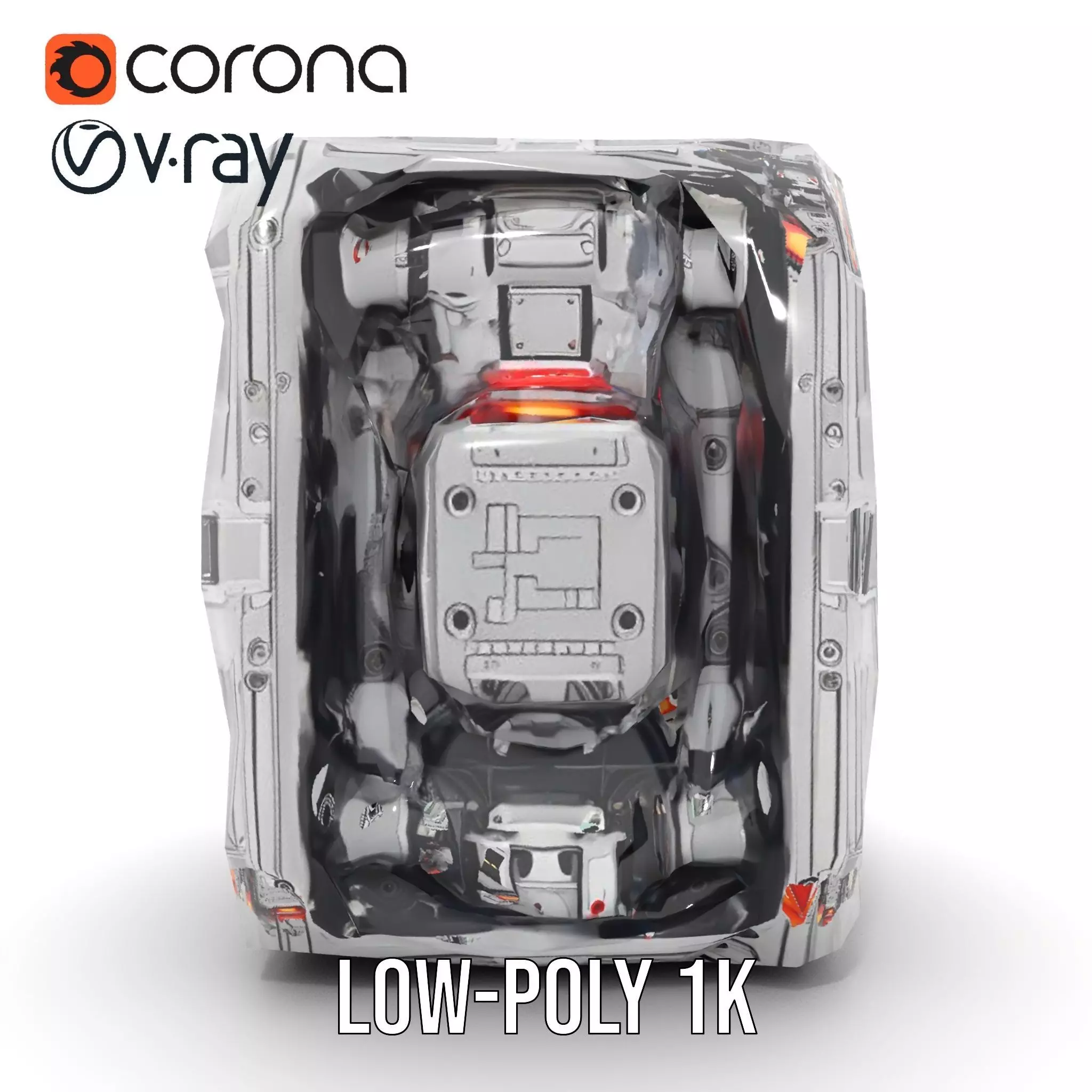 Futuristic Energy Generator Model Pack with LED Lighting Low-poly 3D model_25