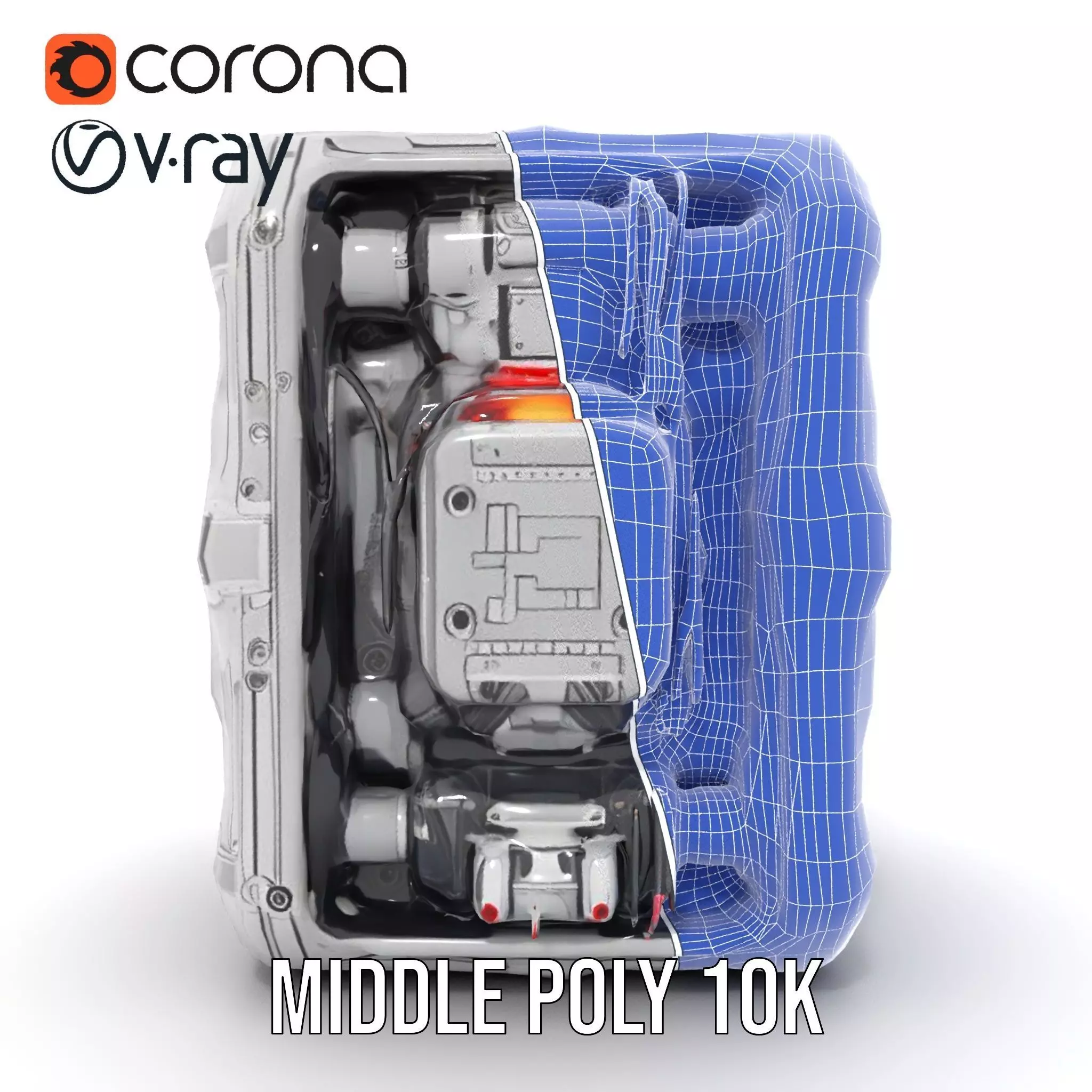 Futuristic Energy Generator Model Pack with LED Lighting Low-poly 3D model_29