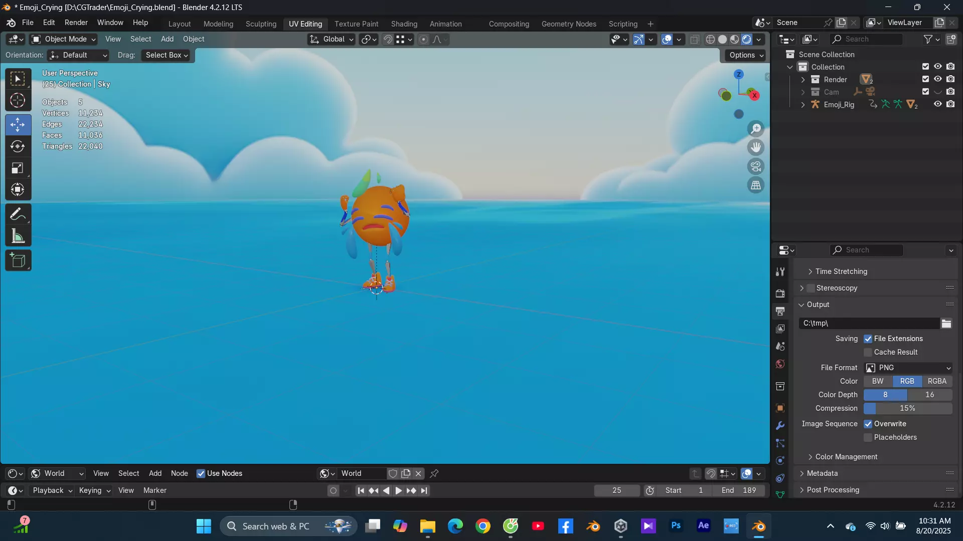 Emoji Crying  Low-poly 3D model_0
