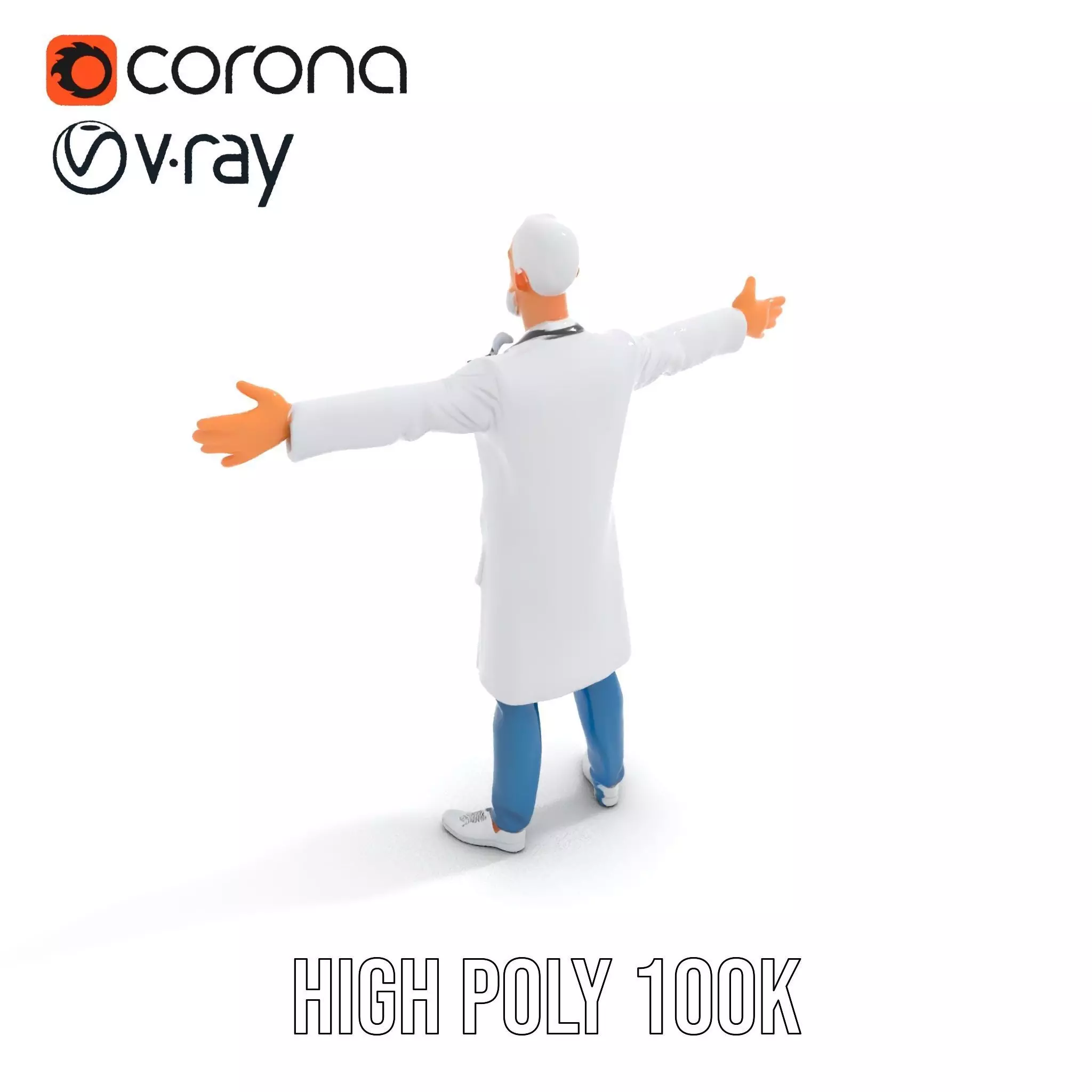 Professional Doctor Character Model Pack Low-poly 3D model_17