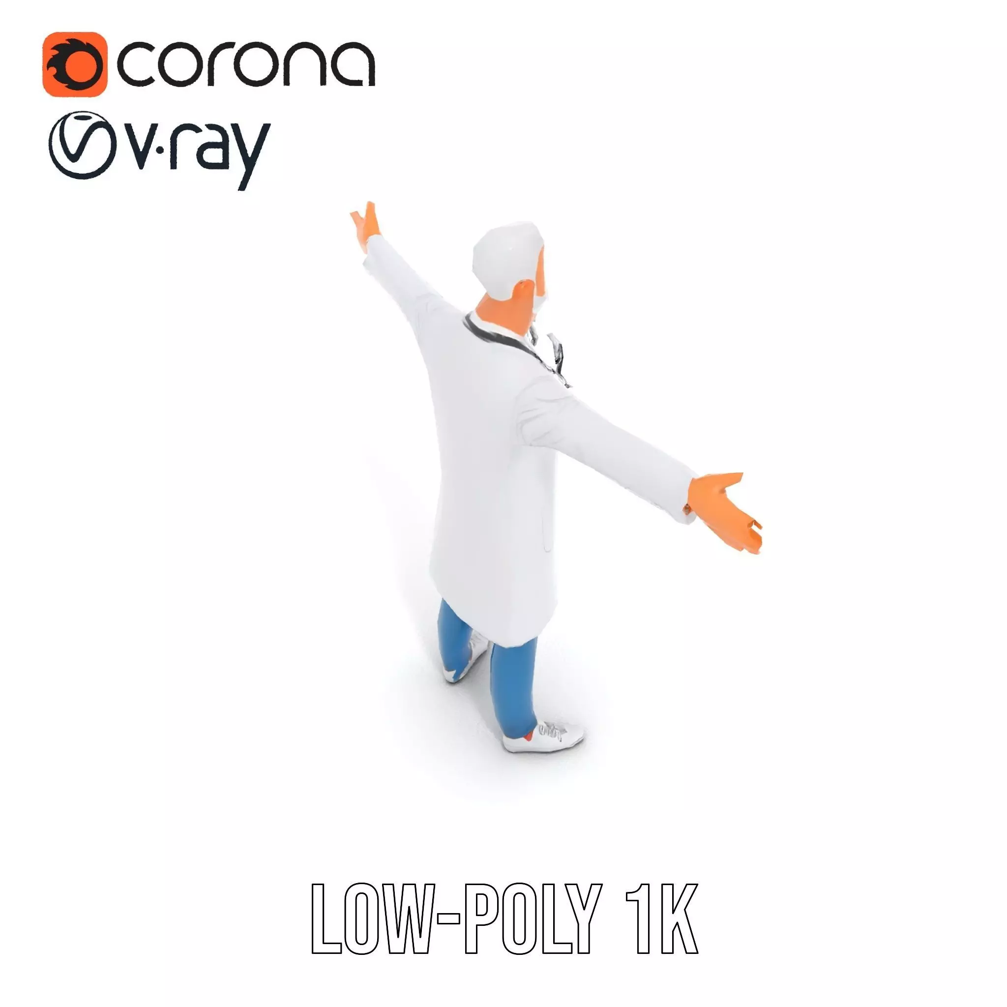 Professional Doctor Character Model Pack Low-poly 3D model_7