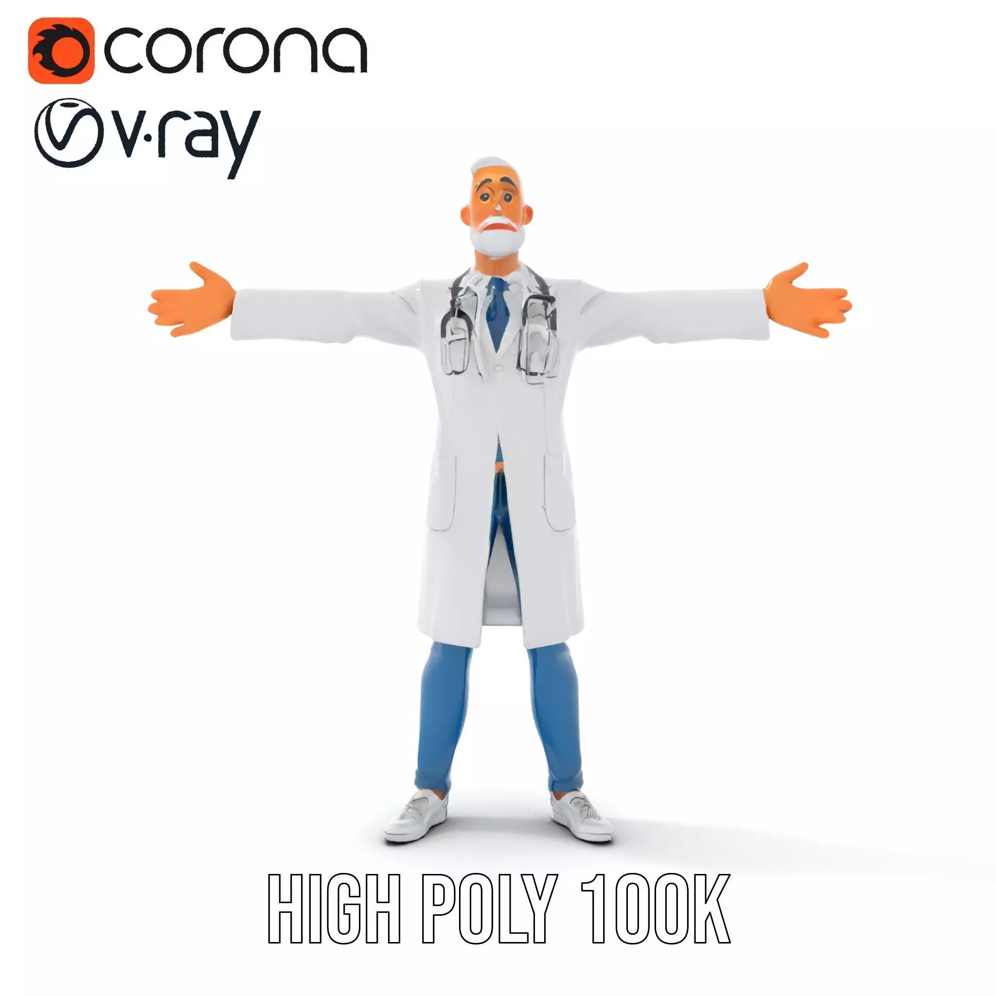 Professional Doctor Character Model Pack Low-poly 3D model_29
