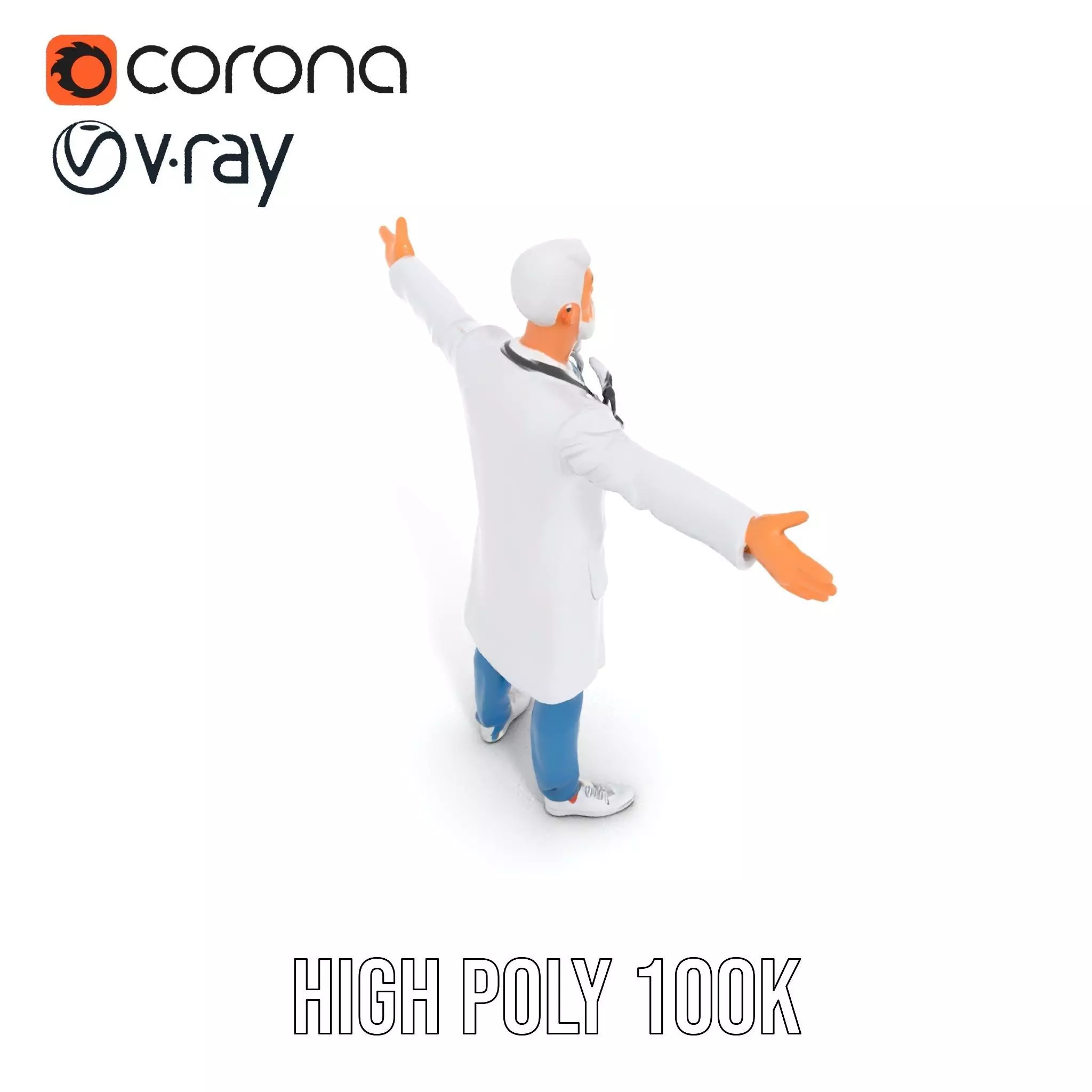 Professional Doctor Character Model Pack Low-poly 3D model_20