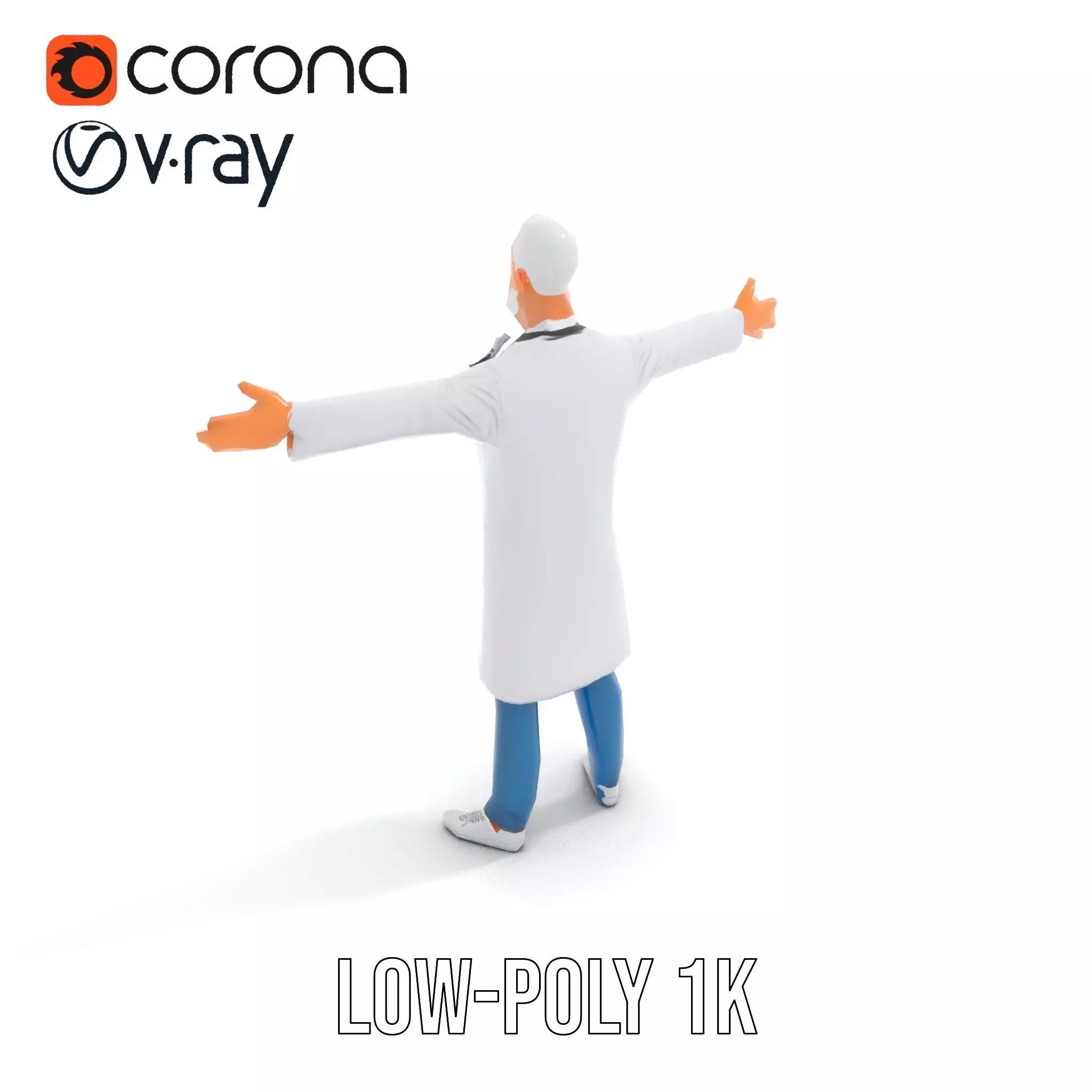 Professional Doctor Character Model Pack Low-poly 3D model_11