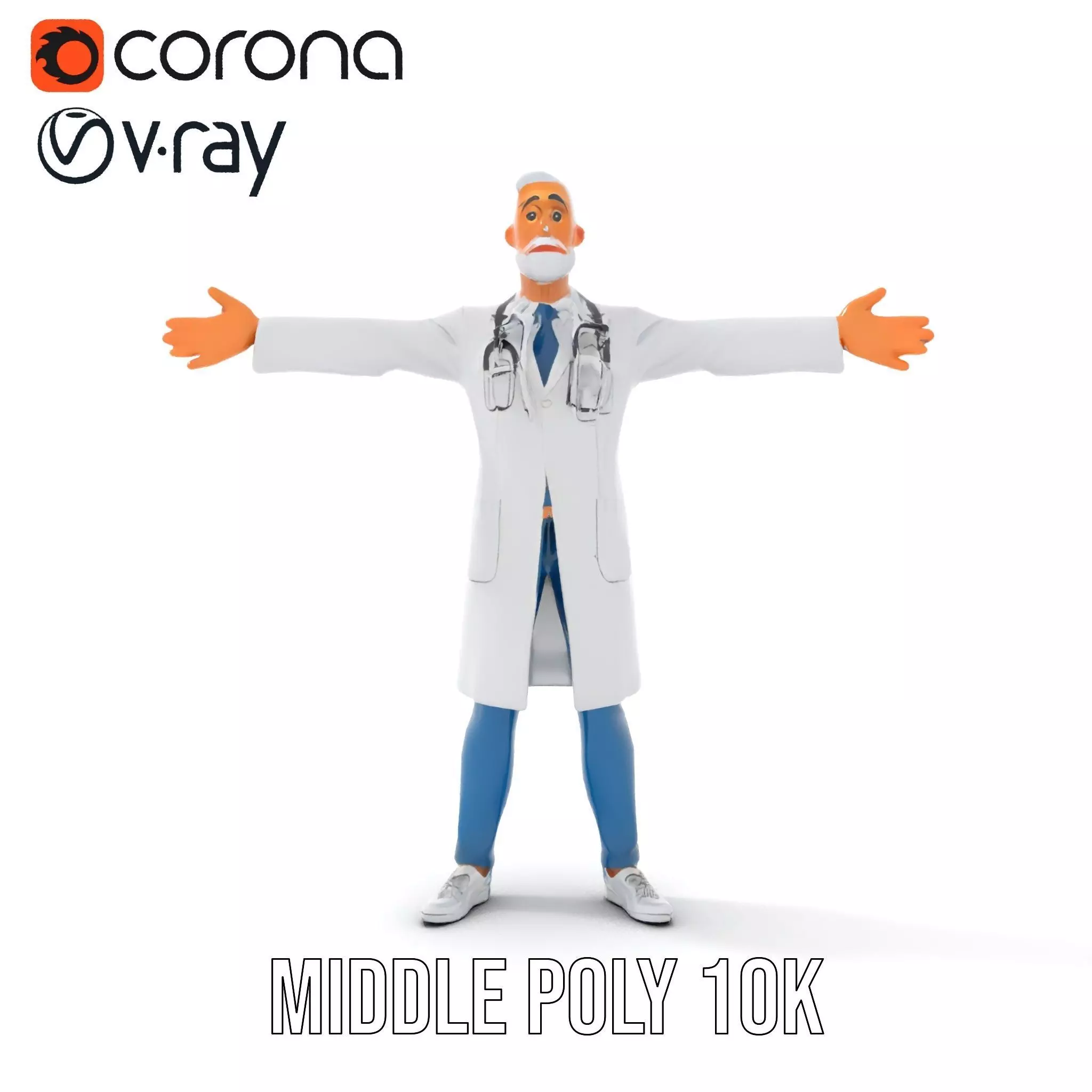Professional Doctor Character Model Pack Low-poly 3D model_15
