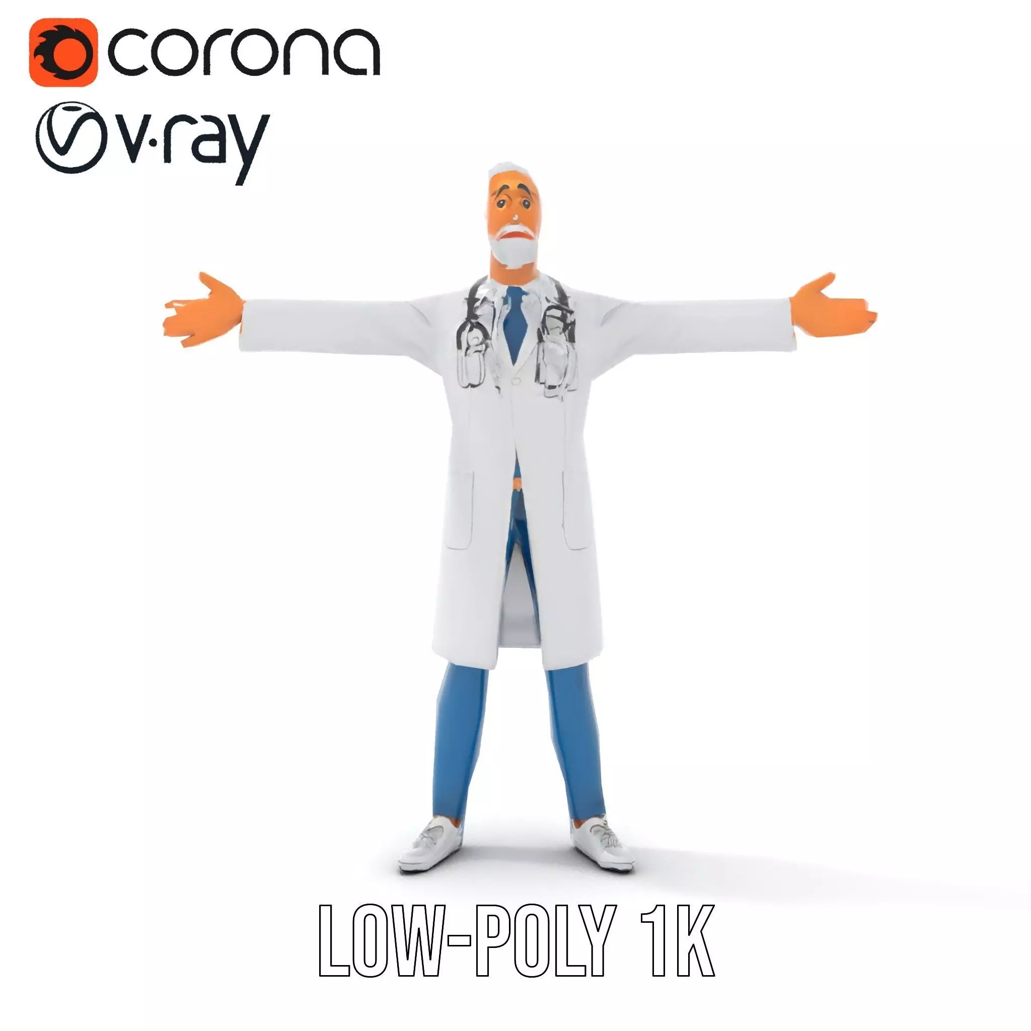 Professional Doctor Character Model Pack Low-poly 3D model_19