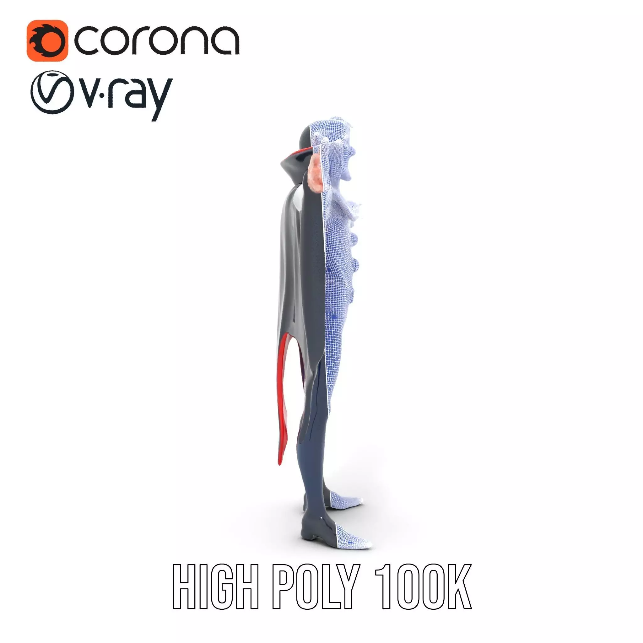 Vampire Character Model Pack with Cape Low-poly 3D model_25