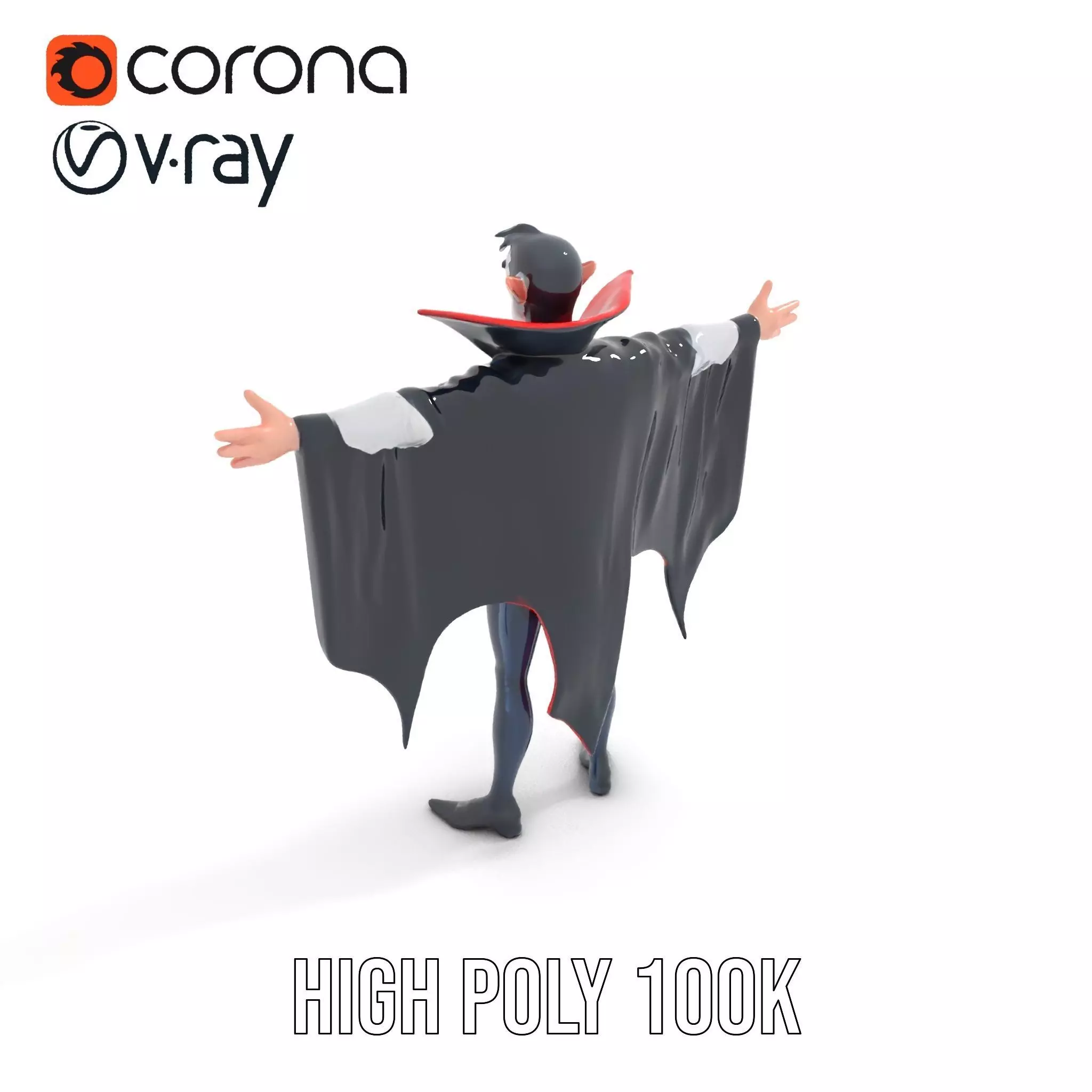 Vampire Character Model Pack with Cape Low-poly 3D model_19